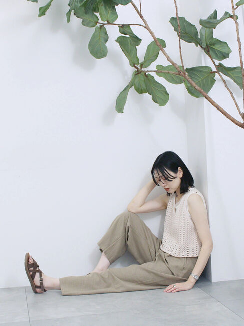 Samansa Mos2 blue「テープヤーン透かしニットベスト」|ニット・セーター|