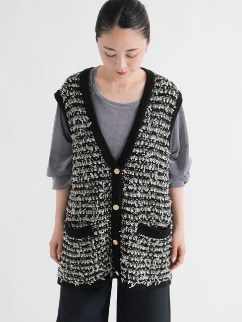 sm2rhythm「ツイード風ニットジレ」|ダウンベスト・ベスト|
