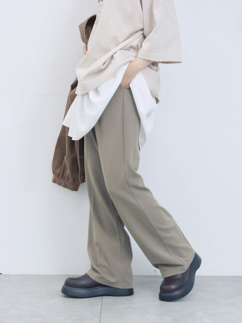 Samansa Mos2 blue「カットジョーゼットセミフレアパンツ」|その他|カーキ