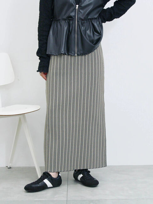 Samansa Mos2 blue「ニットストレートスカート」|スカート|ライトベージュ