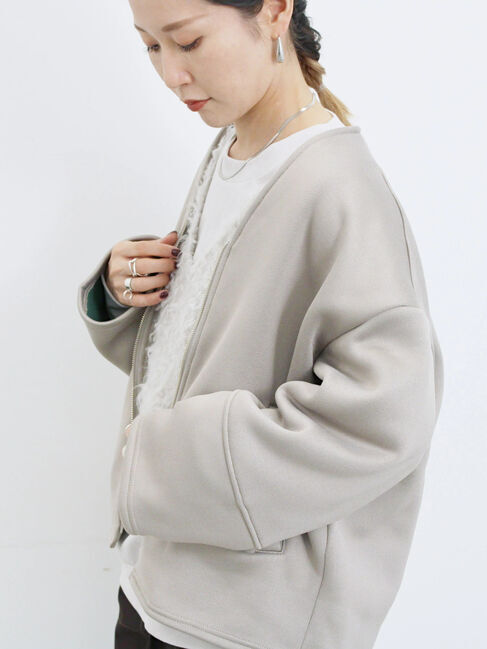 Samansa Mos2 blue「【マシンウォッシャブル】マルチスタイルボンディングブルゾン」|ブルゾン・スタジャン|