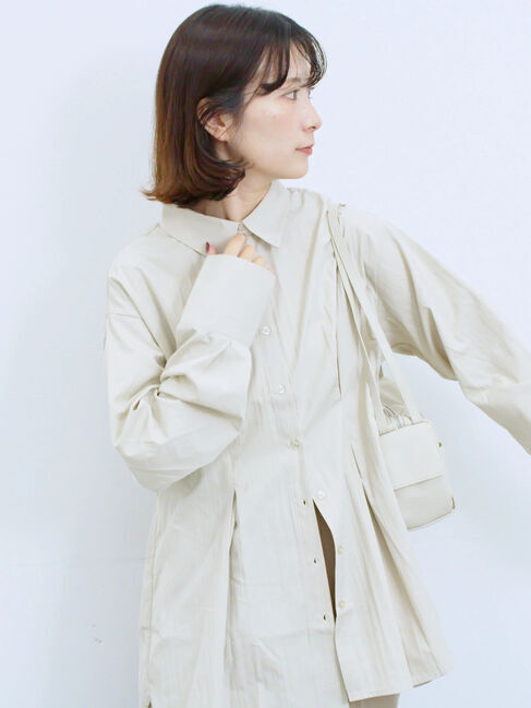 Samansa Mos2 blue「◎マットサテンタックシャツ」|シャツ・ブラウス|