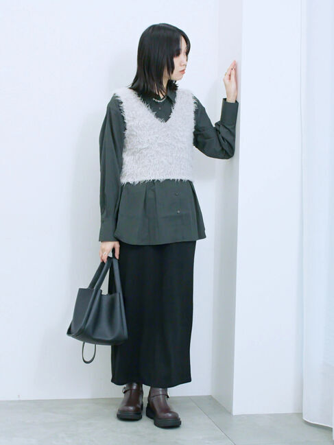 Samansa Mos2 blue「◎マットサテンタックシャツ」|シャツ・ブラウス|