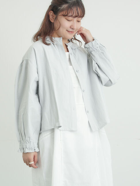 Samansa Mos2「フリル襟ジャケット」|その他|サックスブルー