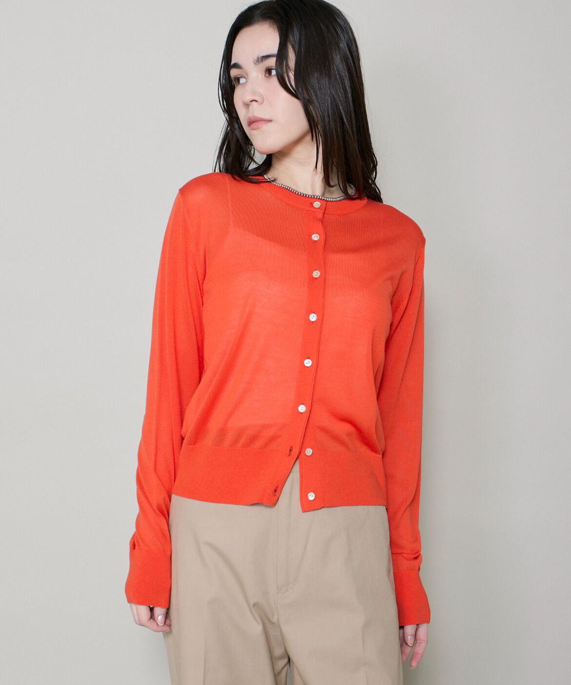 DAY by DAY it&rsquo;s international「シルクブレンドクルーネックカーディガン」|カーディガン|オレンジ1