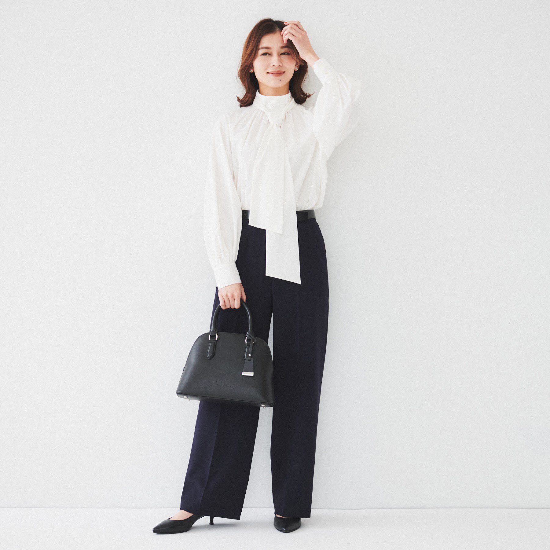 UNTITLED「【通勤】ボウタイ付スタンドネック ボリュームブラウス」|シャツ・ブラウス|
