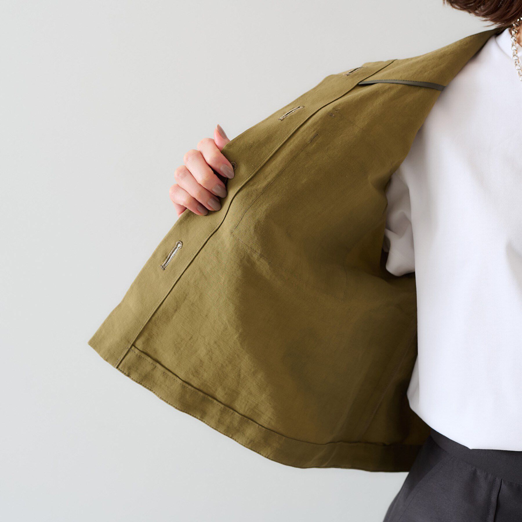 UNTITLED「【トレンド/七分袖】タイプライター ノーカラージャケット」|ノーカラージャケット|