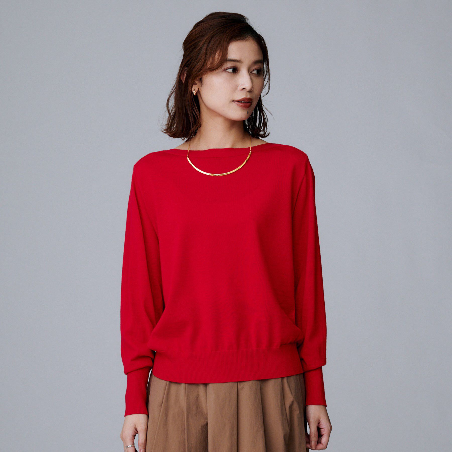 UNTITLED「【アンサンブル可/洗える】シルクウールカシミヤ ドルマンスリーブニット」|ニット・セーター|