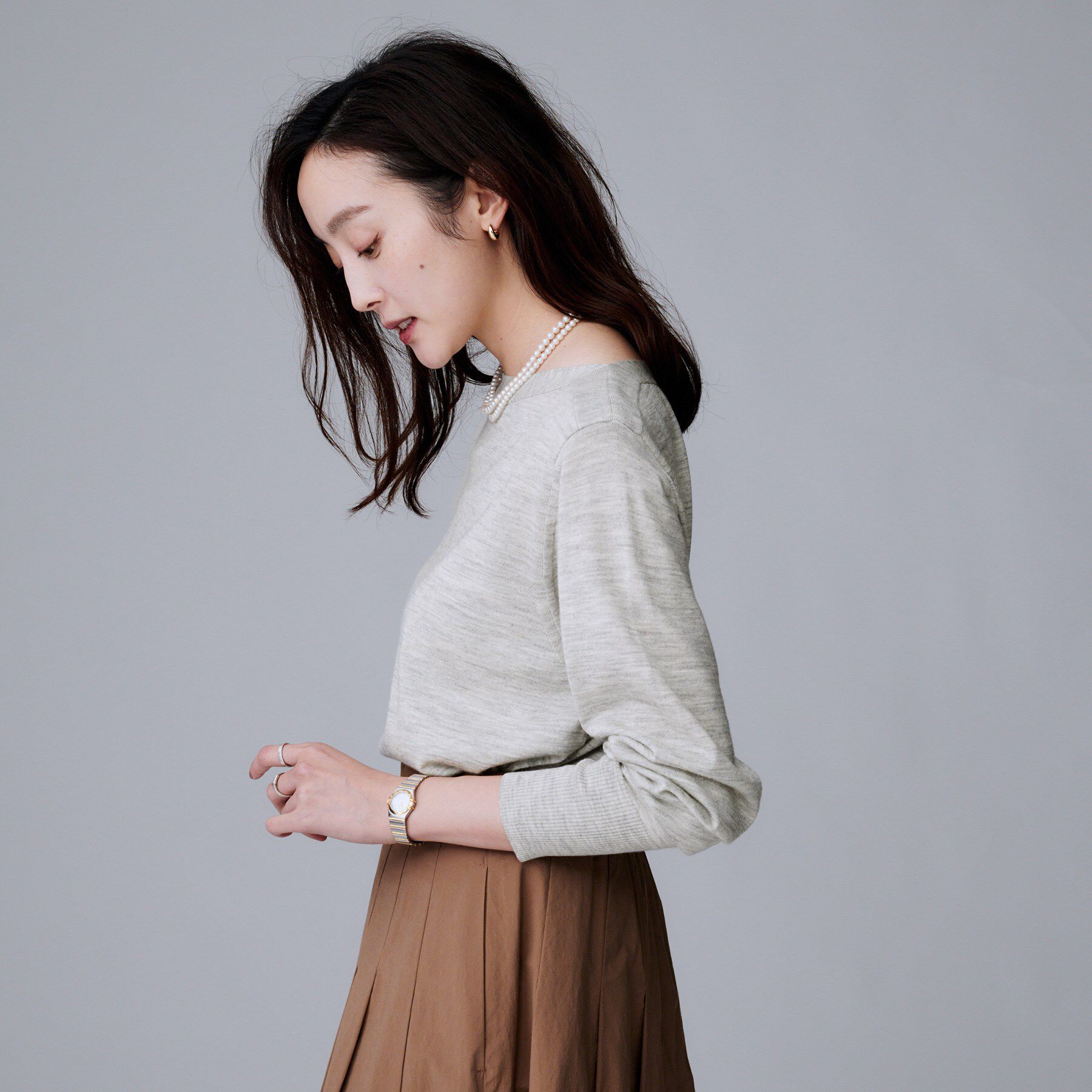 UNTITLED「【アンサンブル可/洗える】シルクウールカシミヤ ドルマンスリーブニット」|ニット・セーター|