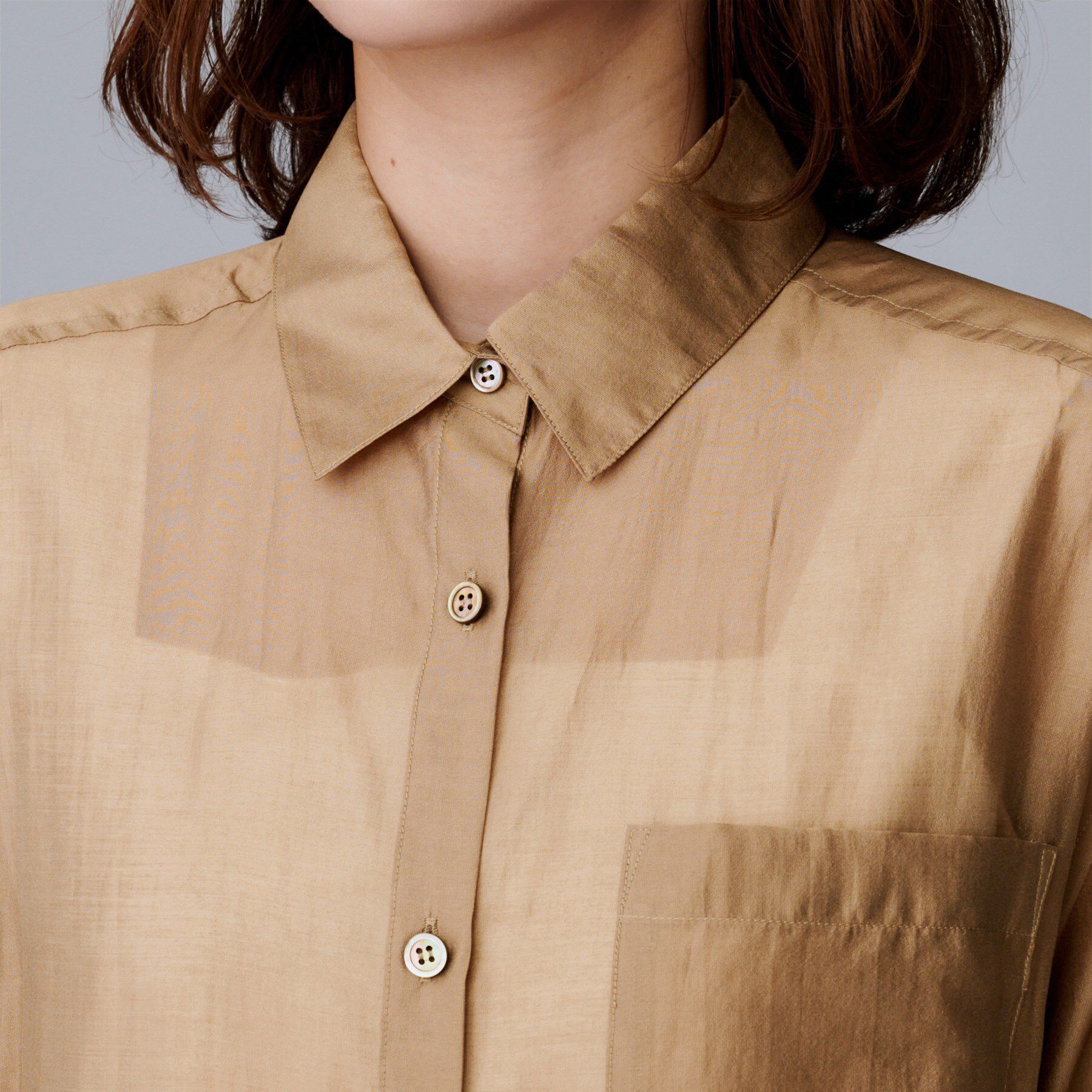 UNTITLED「【ニットと重ね着に/前開きボタン】シアーロングシャツ」|ワンピース|