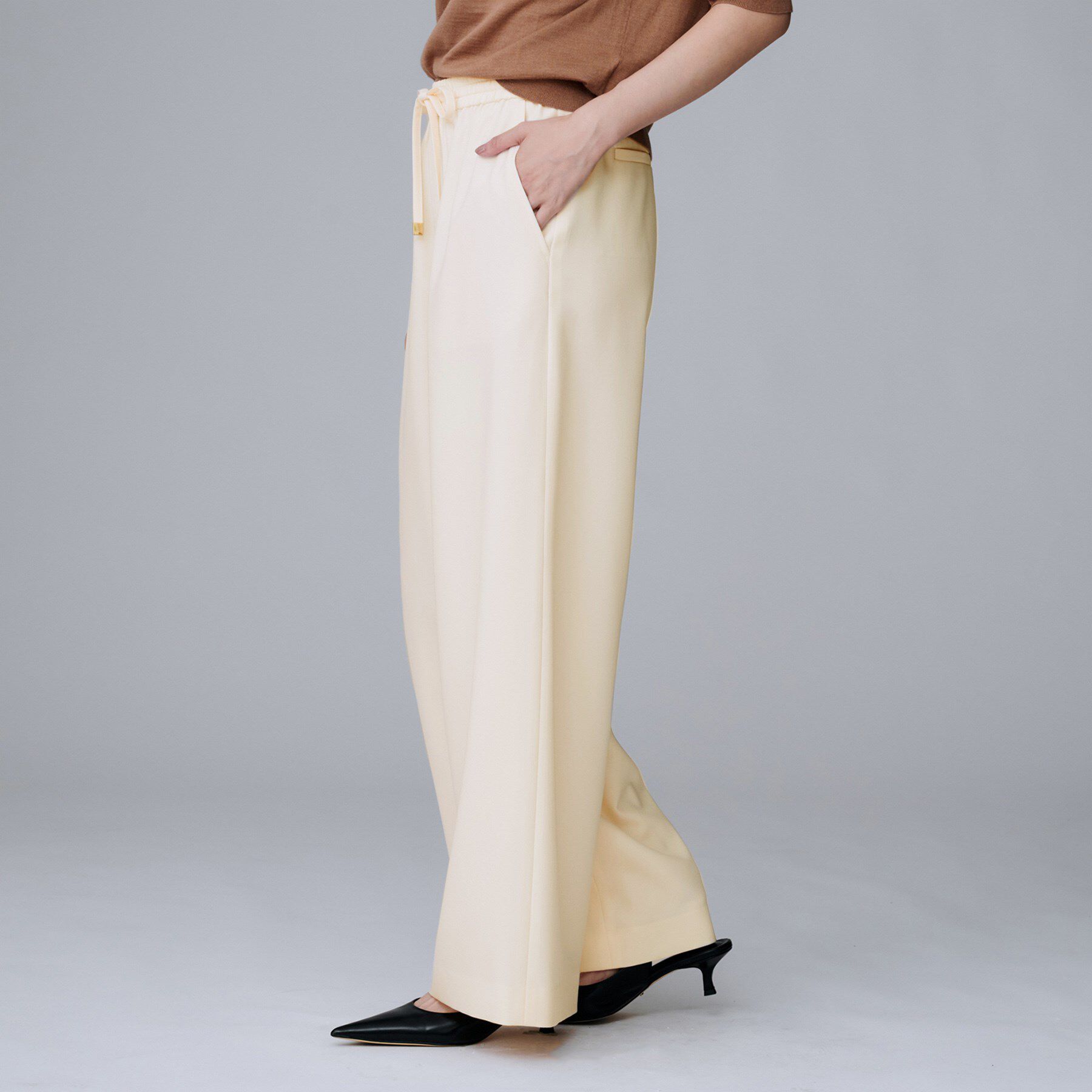 UNTITLED「【洗える/ワイド/ウエストゴム】ストレッチドロストパンツ」|その他|