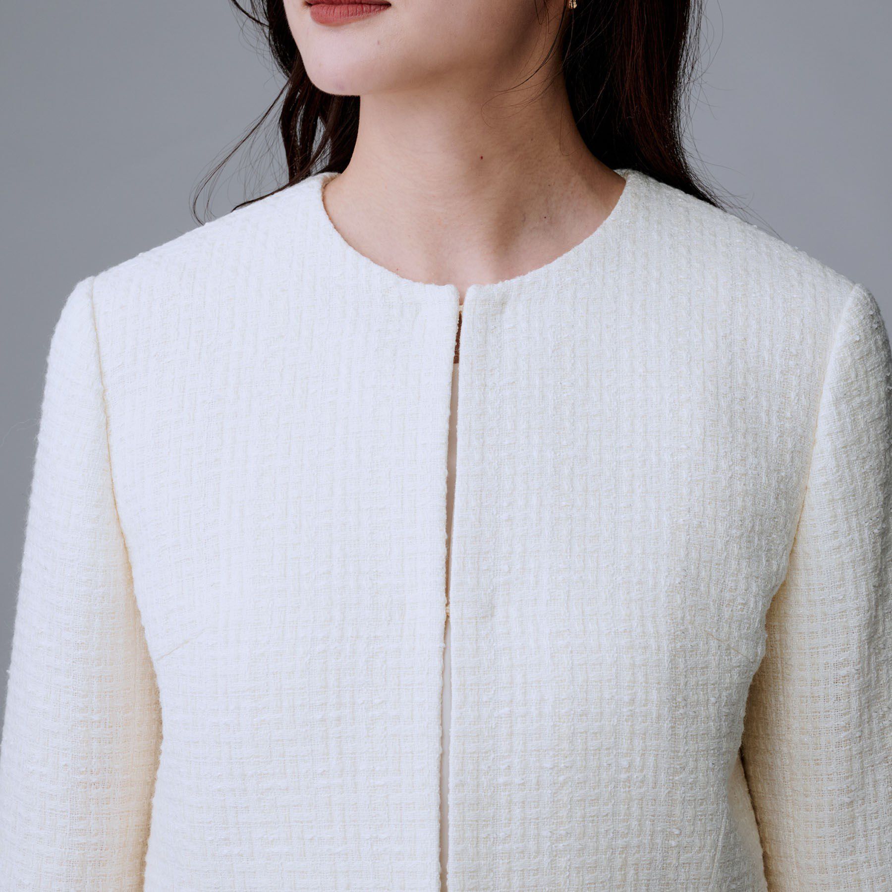 UNTITLED「【セットアップ可/フォーマル】ツイードジャケット」|ノーカラージャケット|