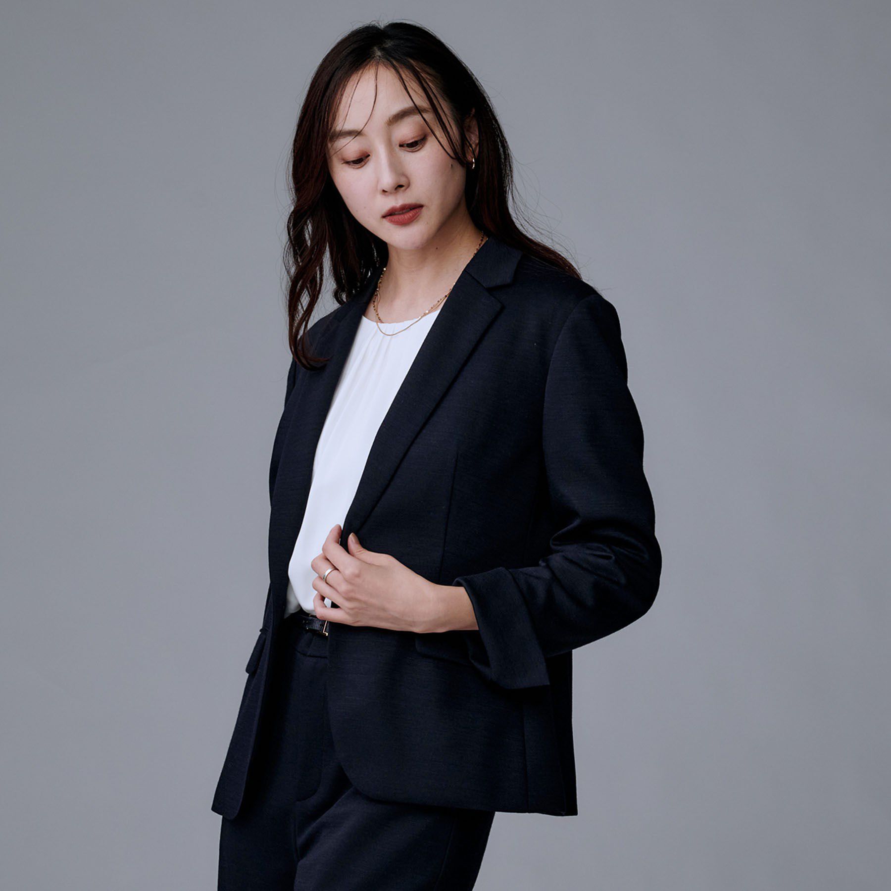 UNTITLED「【洗えるスーツ／ストレッチ】ウール混ジャージ テーラードジャケット」|テーラードジャケット|ネイビー(094)