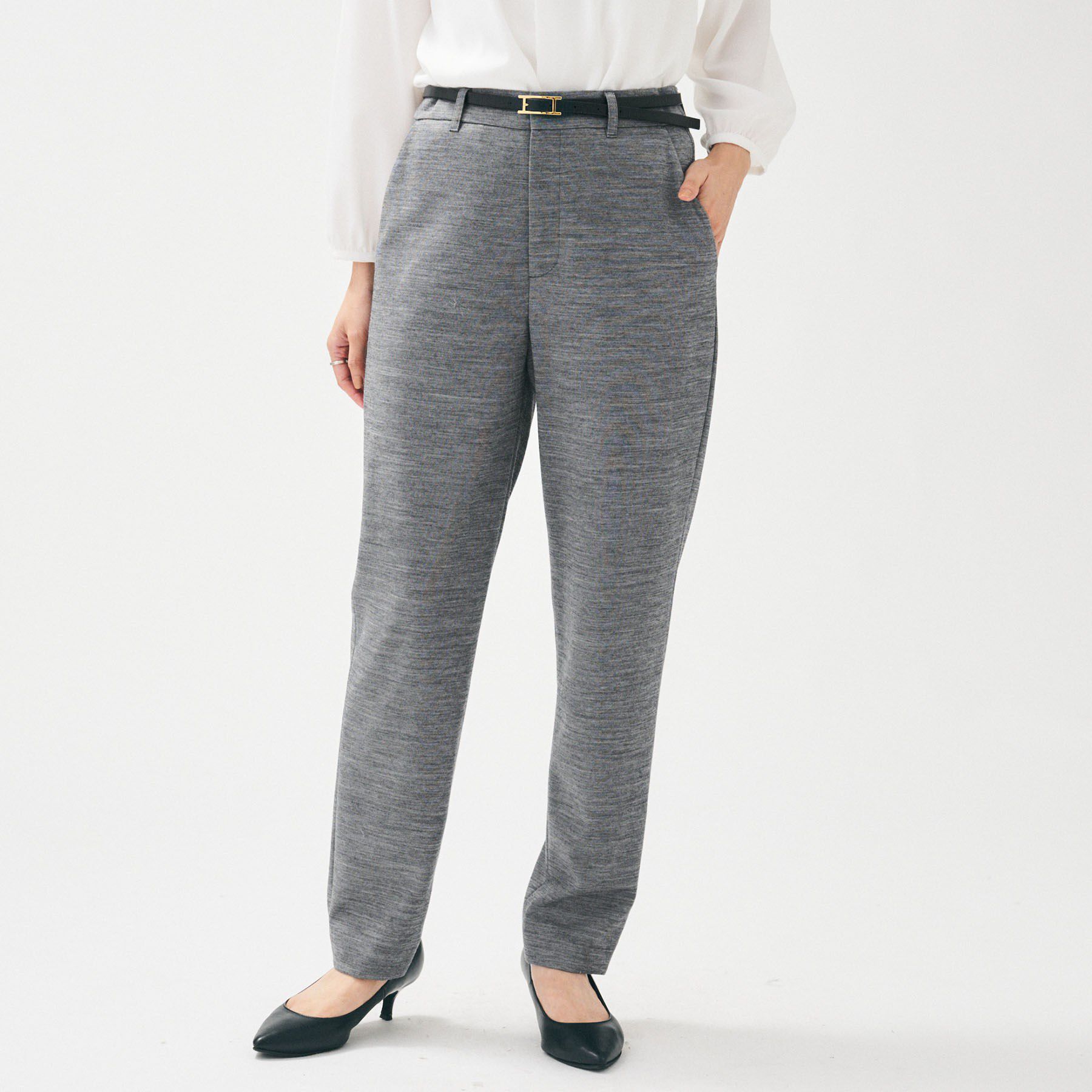 UNTITLED「【洗えるスーツ／ストレッチ】ウール混ジャージ テーパードパンツ」|その他|チャコールグレー(0