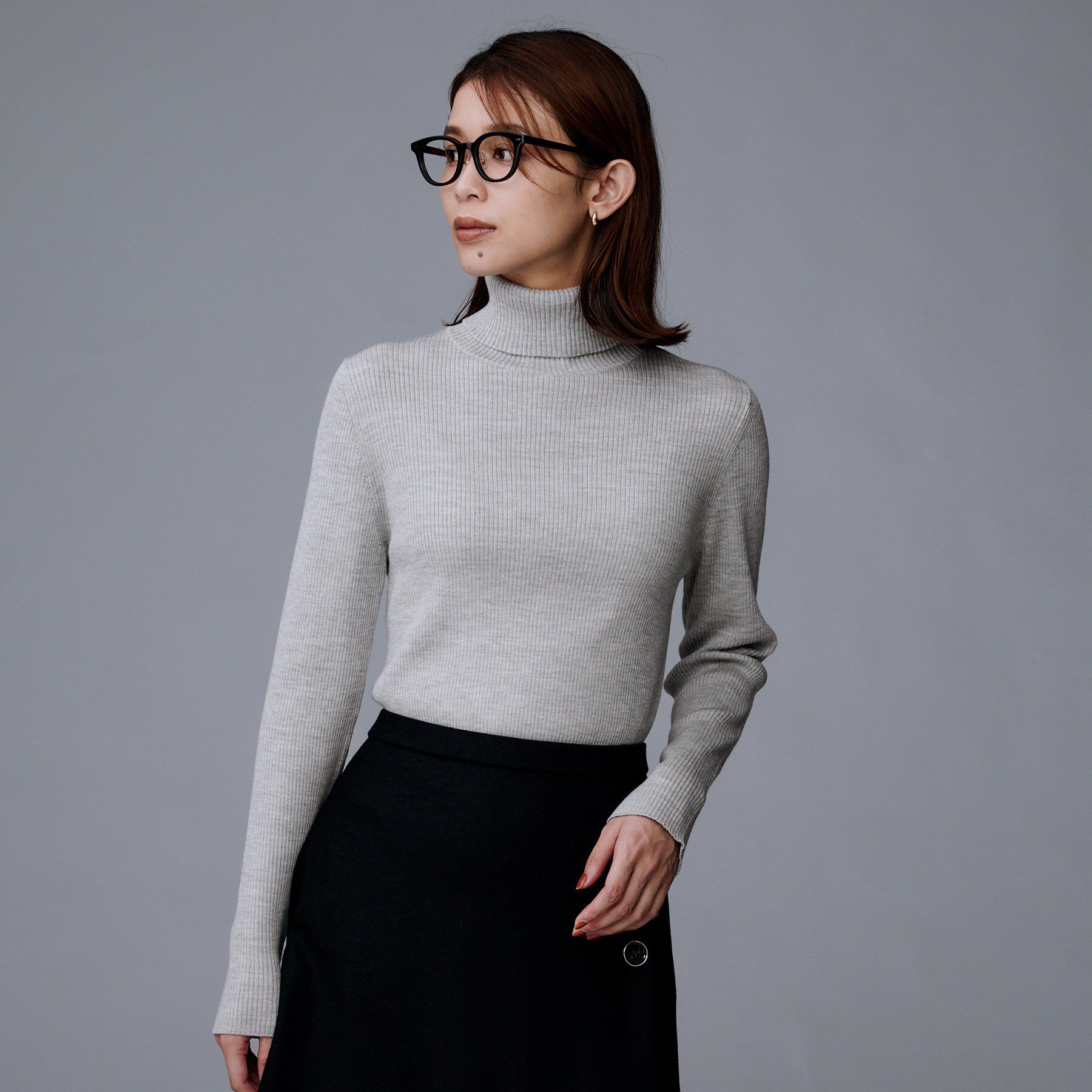 UNTITLED「【洗える/アンサンブル可能/ウール100%】リブタートルネックウールニット」|ニット・セーター|
