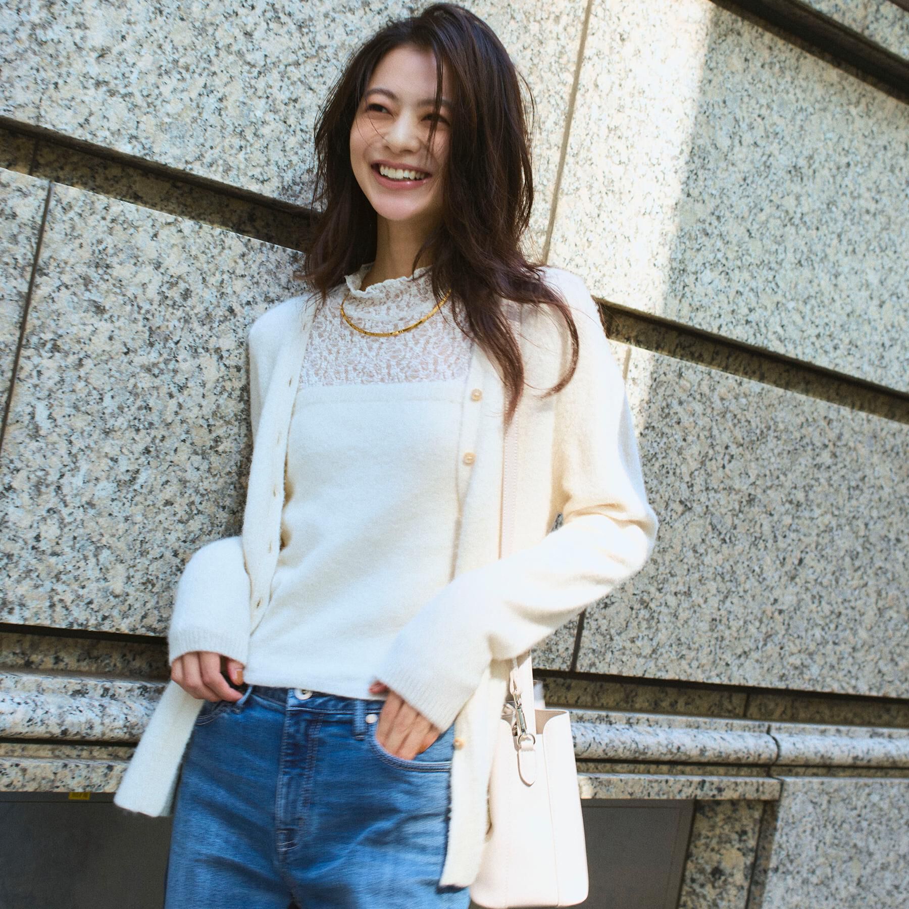 UNTITLED「【トレンド/柔らかな素材感】ビスチェセットカーディガン」|カーディガン|オフホワイト(003