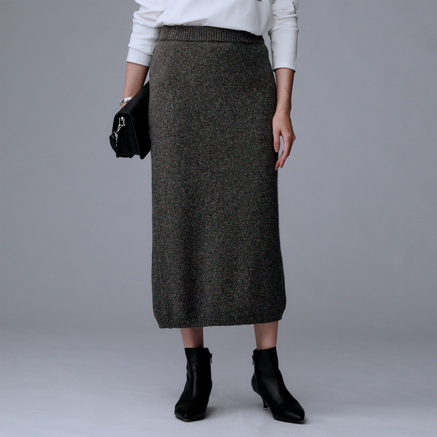 UNTITLED「【セットアップ可/ウエストゴム】ラメニットナロースカート」|スカート|