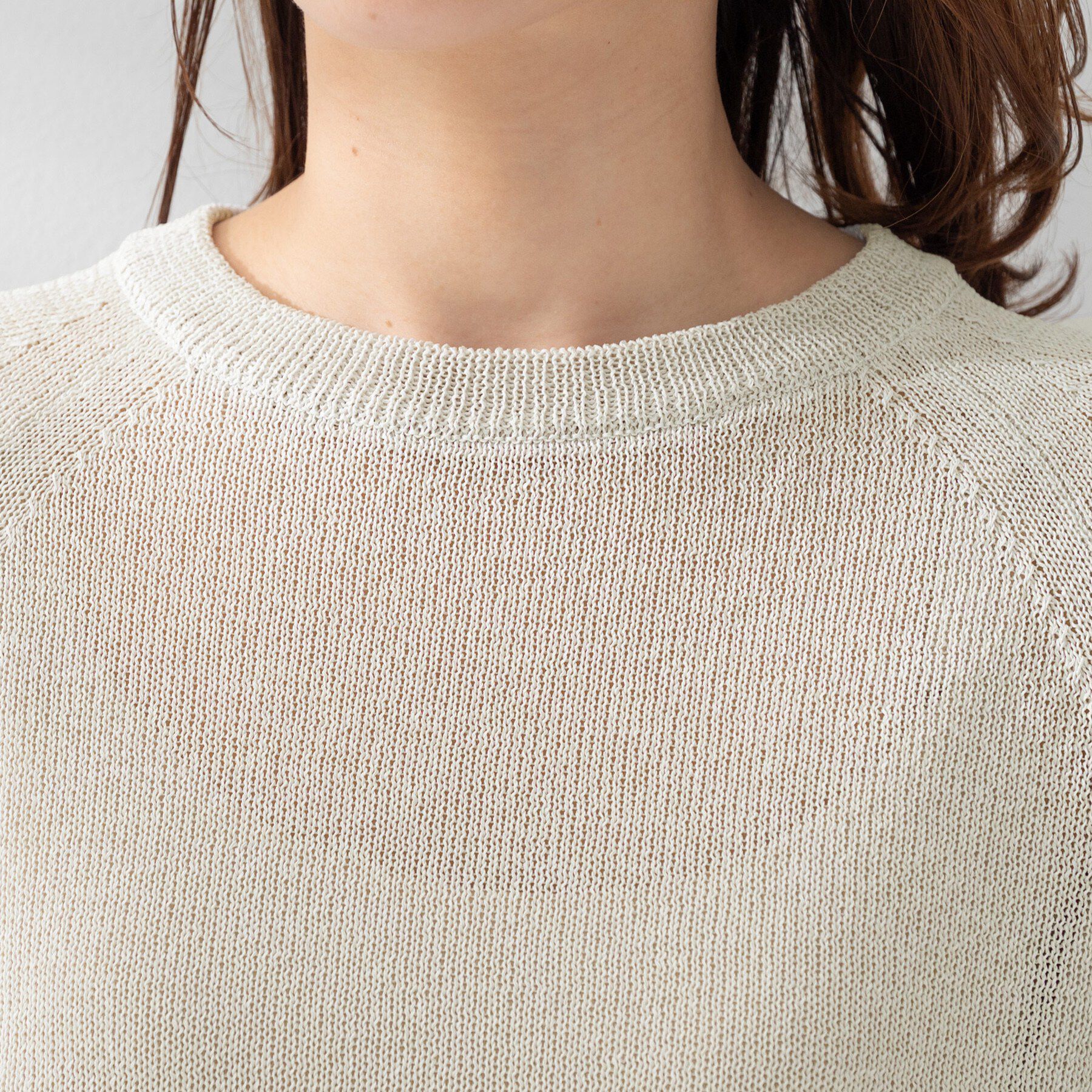 UNTITLED「【洗える/ゆったり/程よい透け感】クルーネックドライニット」|ニット・セーター|