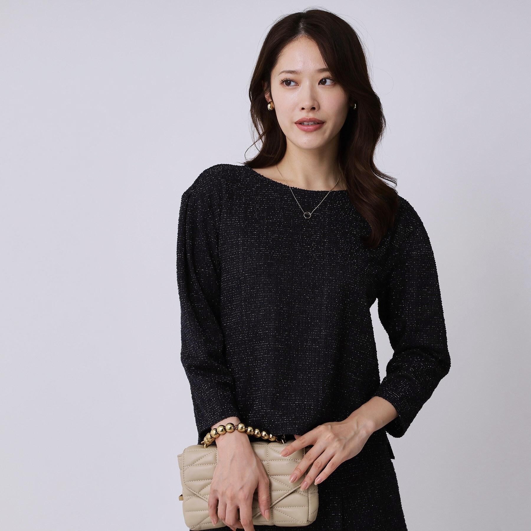 COUP DE CHANCE「【手洗い可／日本製／ジャージ素材／セットアップ可】ラメ意匠素材トップス」|Tシャツ・カットソー|