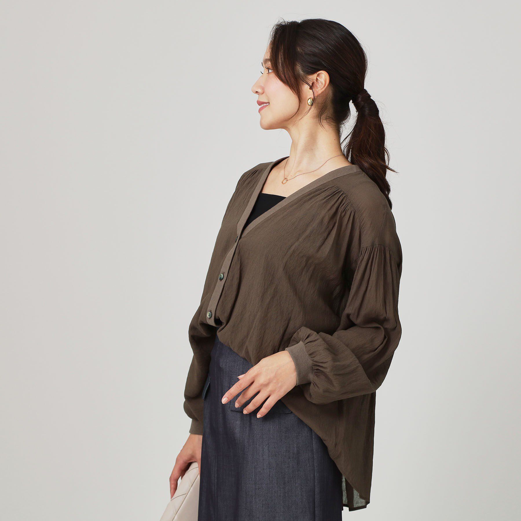 COUP DE CHANCE「【手洗い可】エアリーなシャツ風カーディガン」|カーディガン|