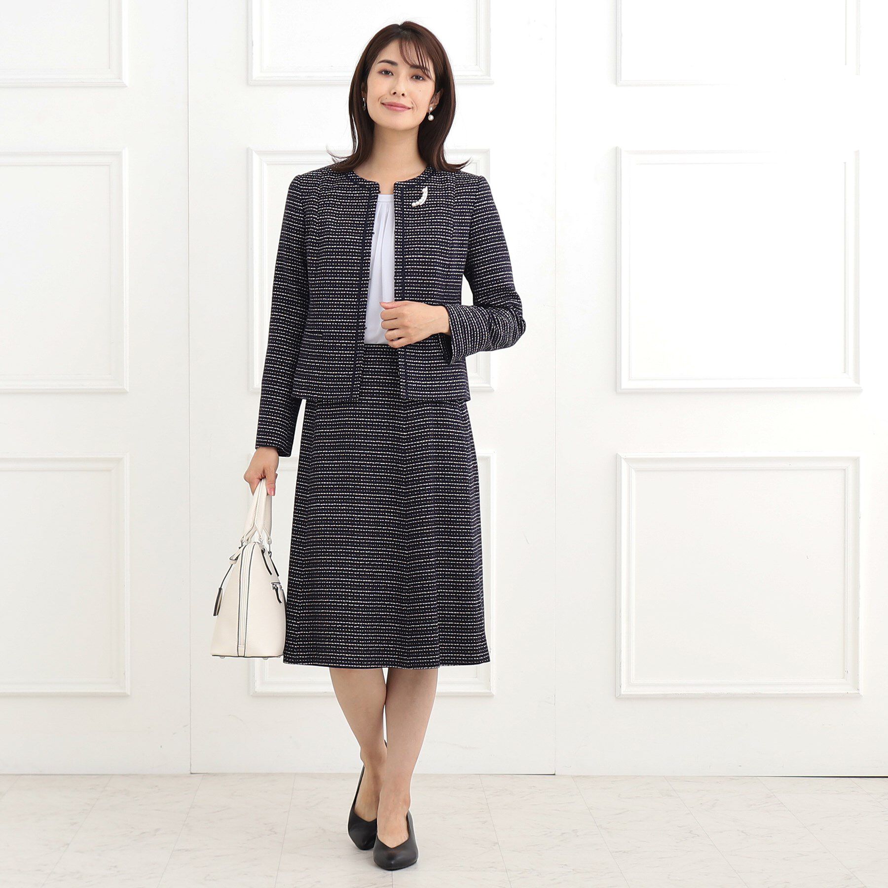 Reflect「【フォーマル/セットアップ可】ツイードジャケット」|ノーカラージャケット|