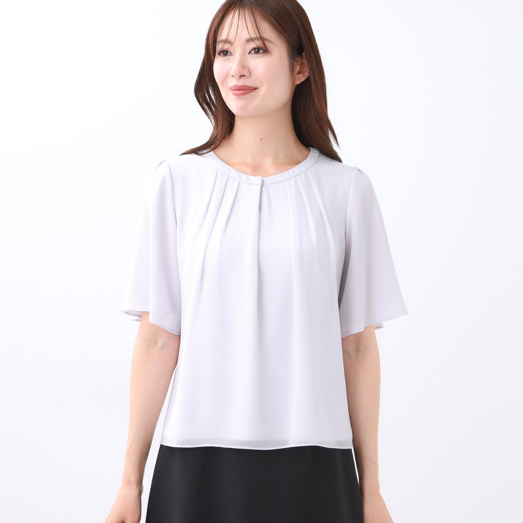 Reflect「【一枚着で着映え◎／ジャケットのインナーにも】フロント開きブラウス」|シャツ・ブラウス|