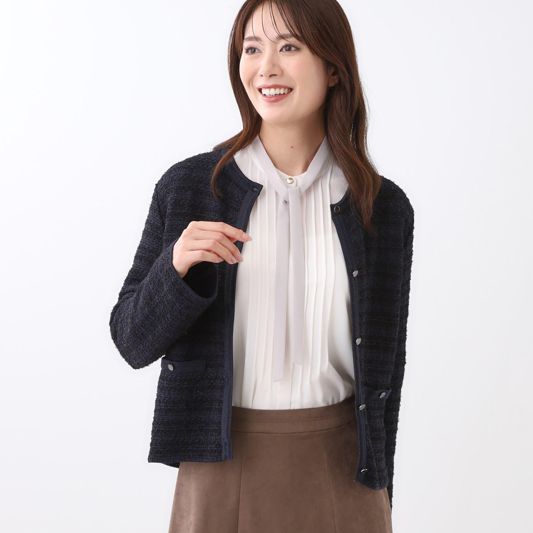 Reflect「【ライトアウター／ゆったりシルエット／気軽な羽織に◎】ドライタッチカーディガン」|カーディガン|ネイビー(494)