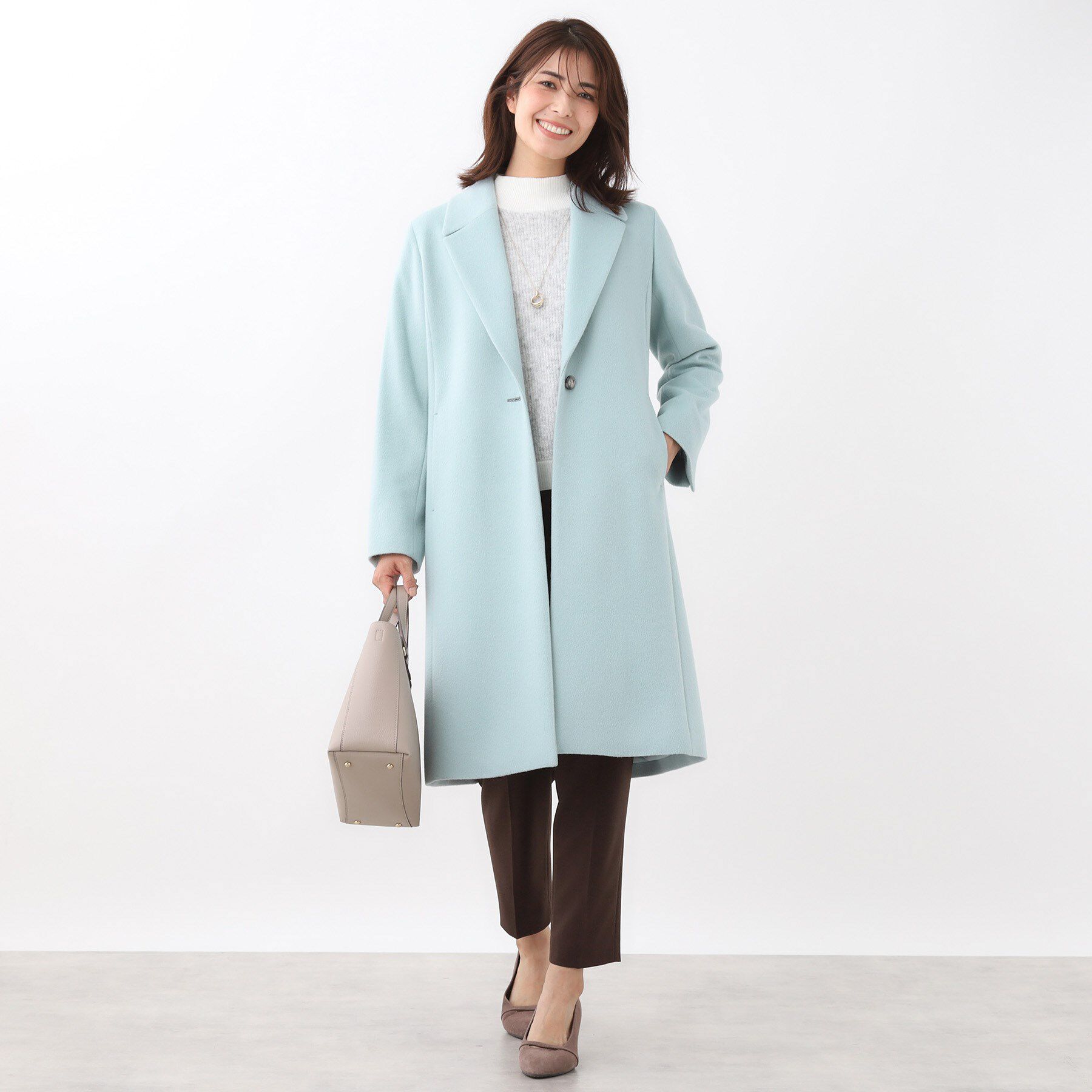 Reflect「【選べる6色】テーラードカラーロングウール混コート」|チェスターコート|