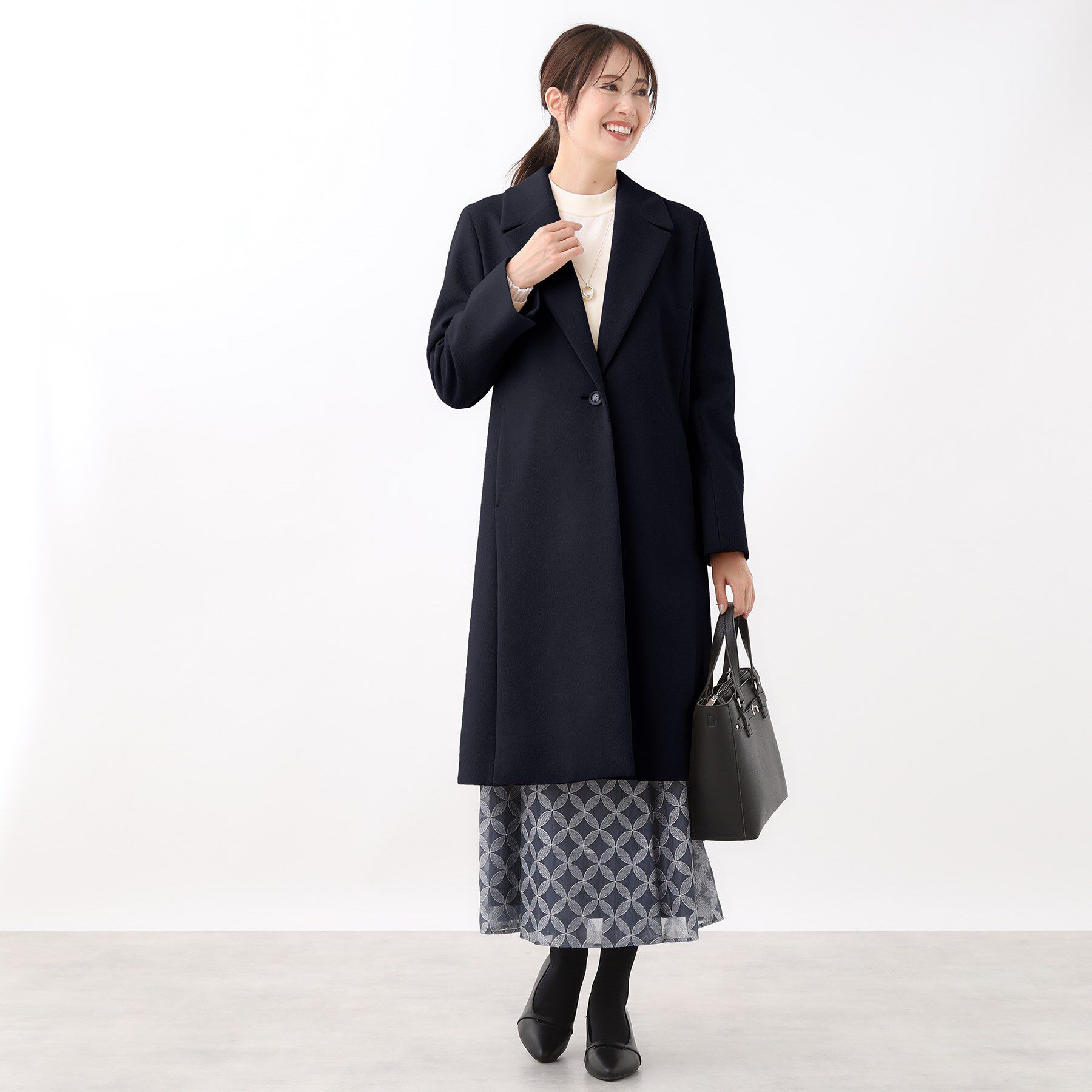 Reflect「【選べる6色】テーラードカラーロングウール混コート」|チェスターコート|