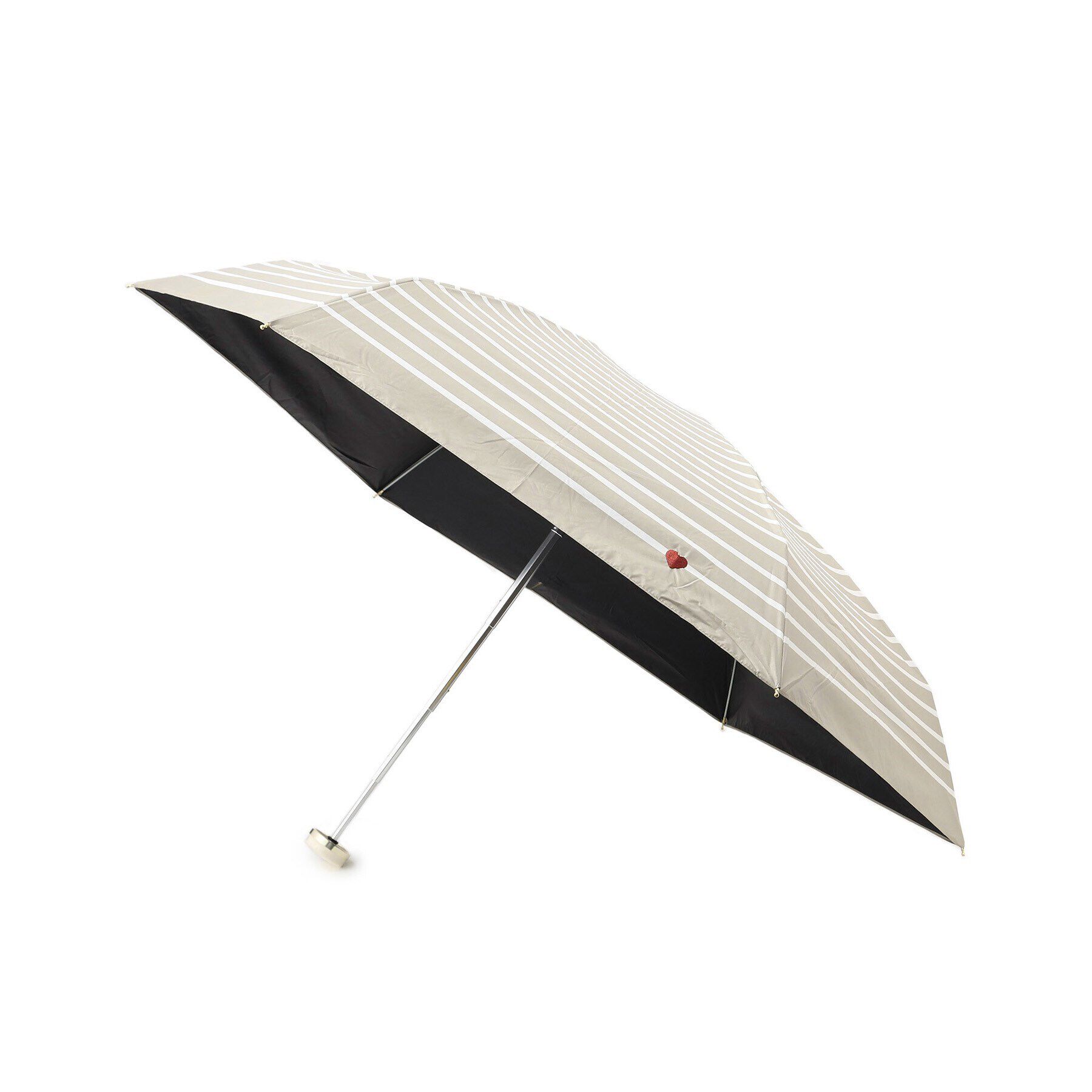 grove「【遮光／UVカット】ハート刺繍ボーダー」|傘|ライトベージュ(05