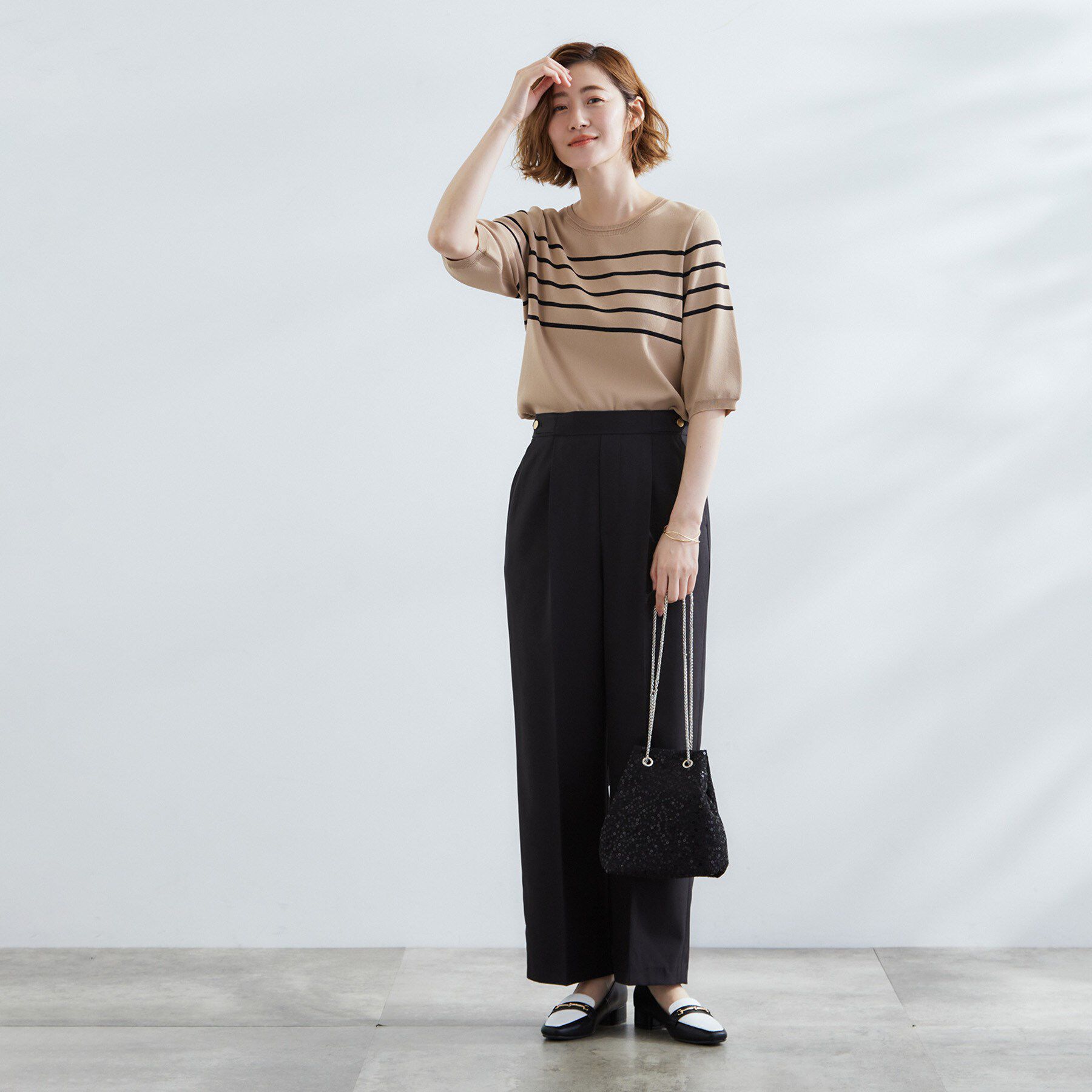 grove「ひんやり多機能・やわらかドライタッチ五分袖プルオーバー」|ニット・セーター|