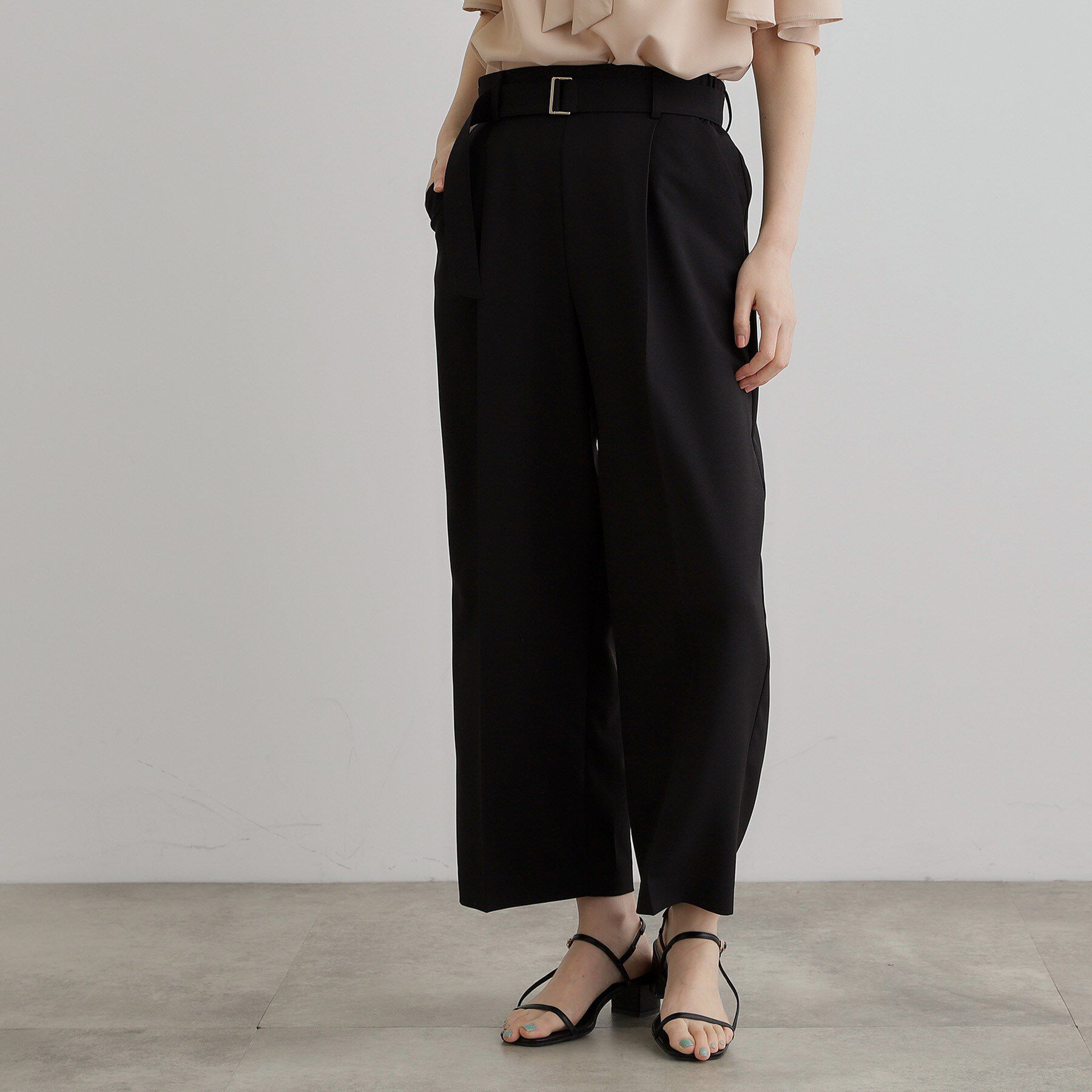 grove「【夏に嬉しい機能付き】リネンライクベルトワイドパンツ」|その他|