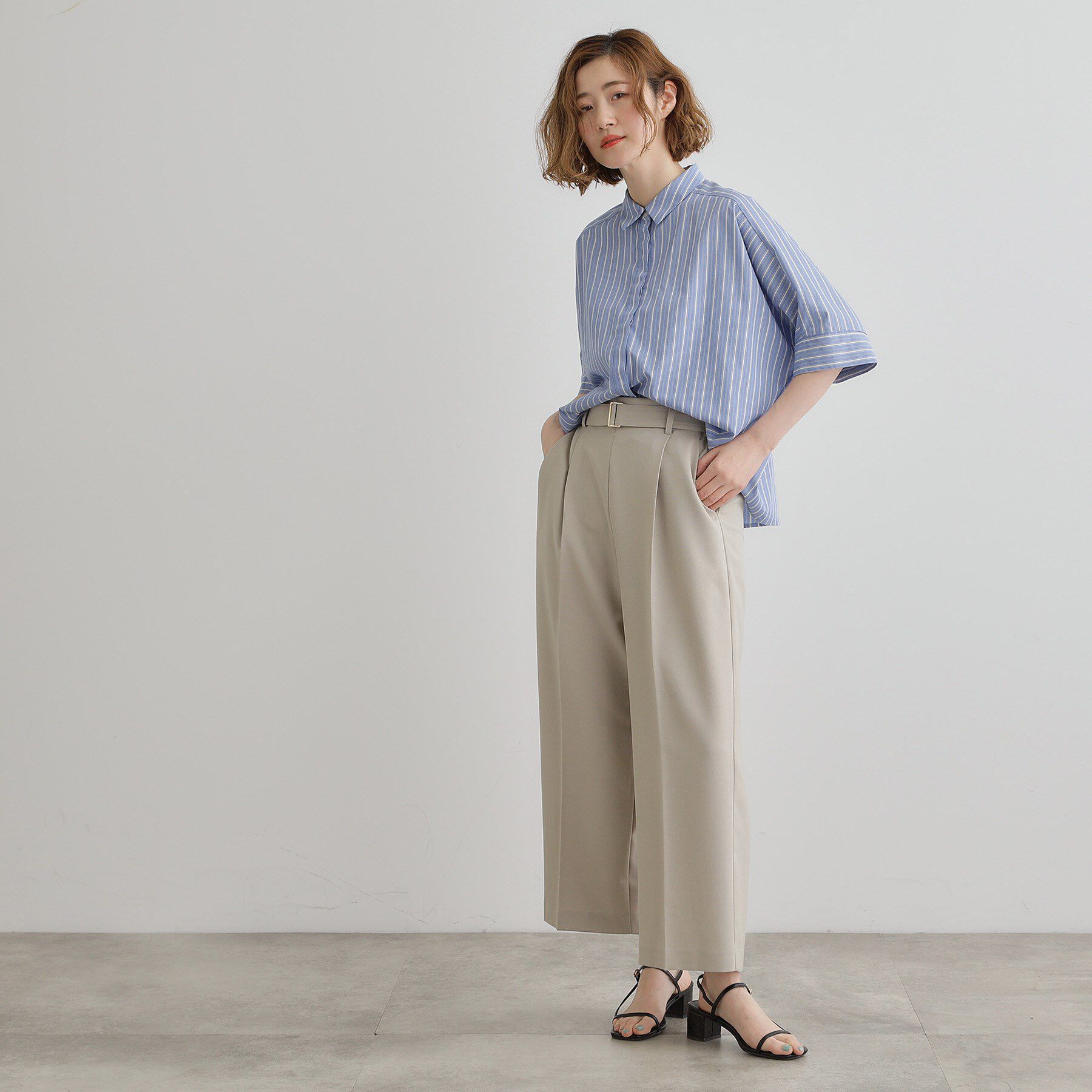 grove「【夏に嬉しい機能付き】リネンライクベルトワイドパンツ」|その他|