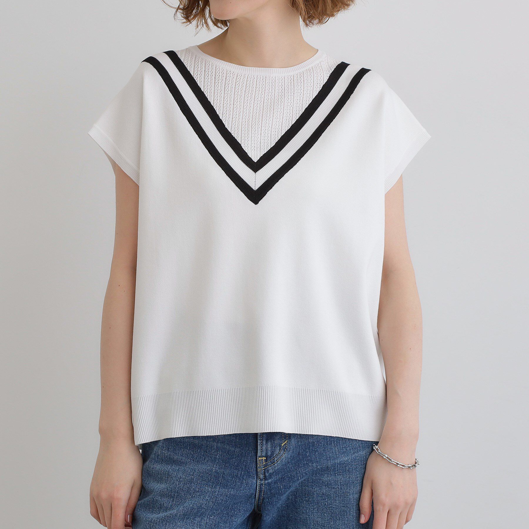 grove「繊細な透かし編みが上品な大人のチルデンニット」|ニット・セーター|