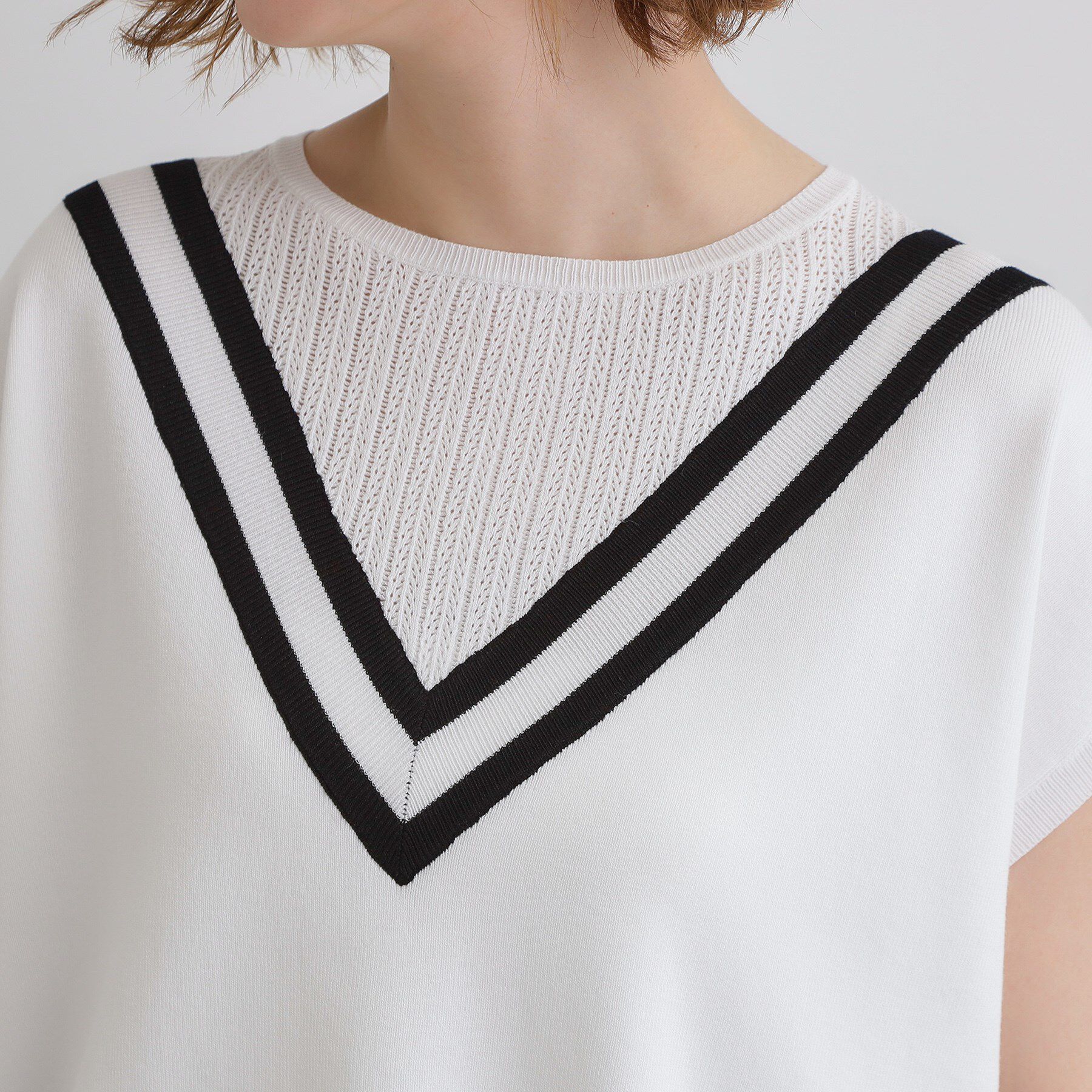 grove「繊細な透かし編みが上品な大人のチルデンニット」|ニット・セーター|