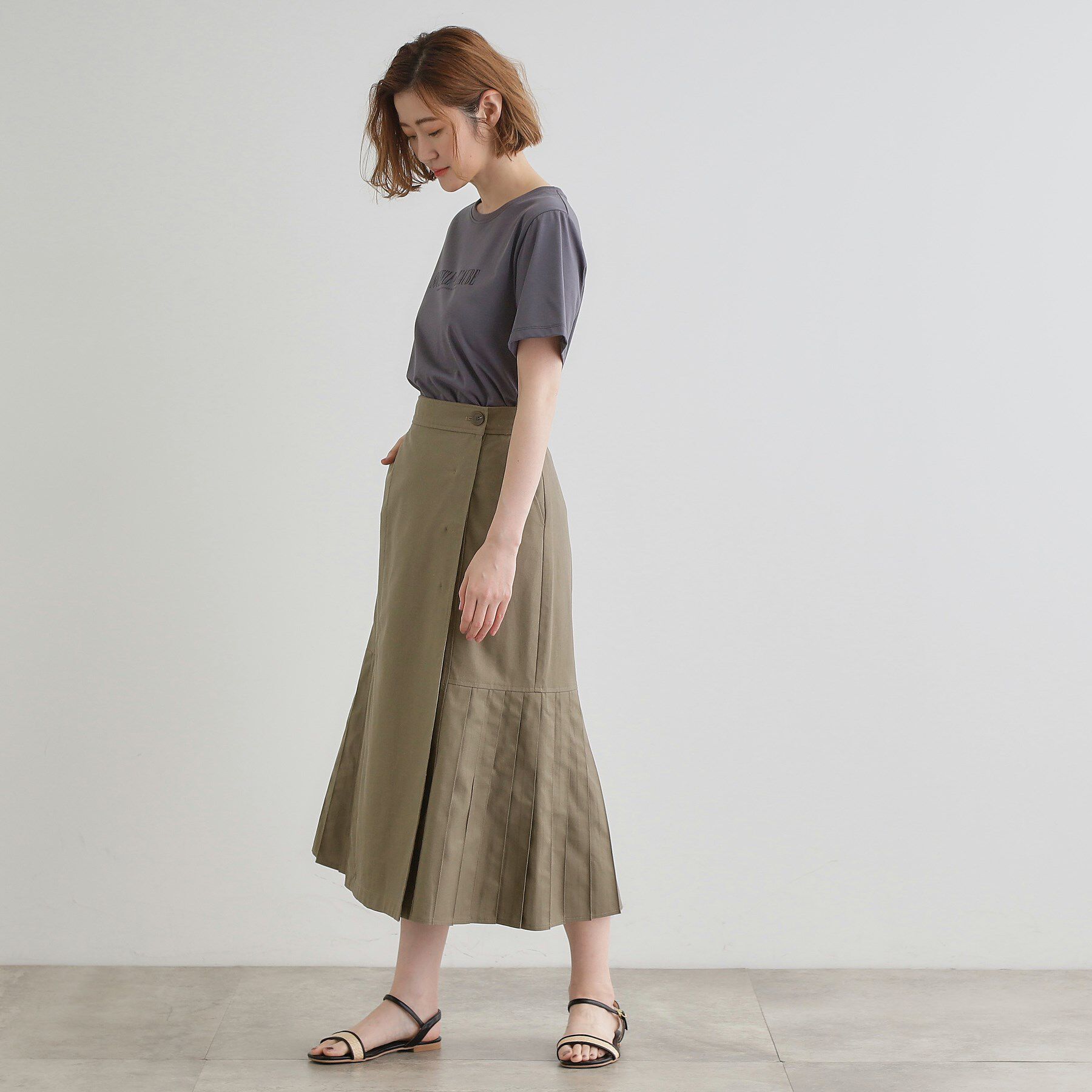 grove「【大人のニュアンス】リネン混サイドタックスカート」|スカート|
