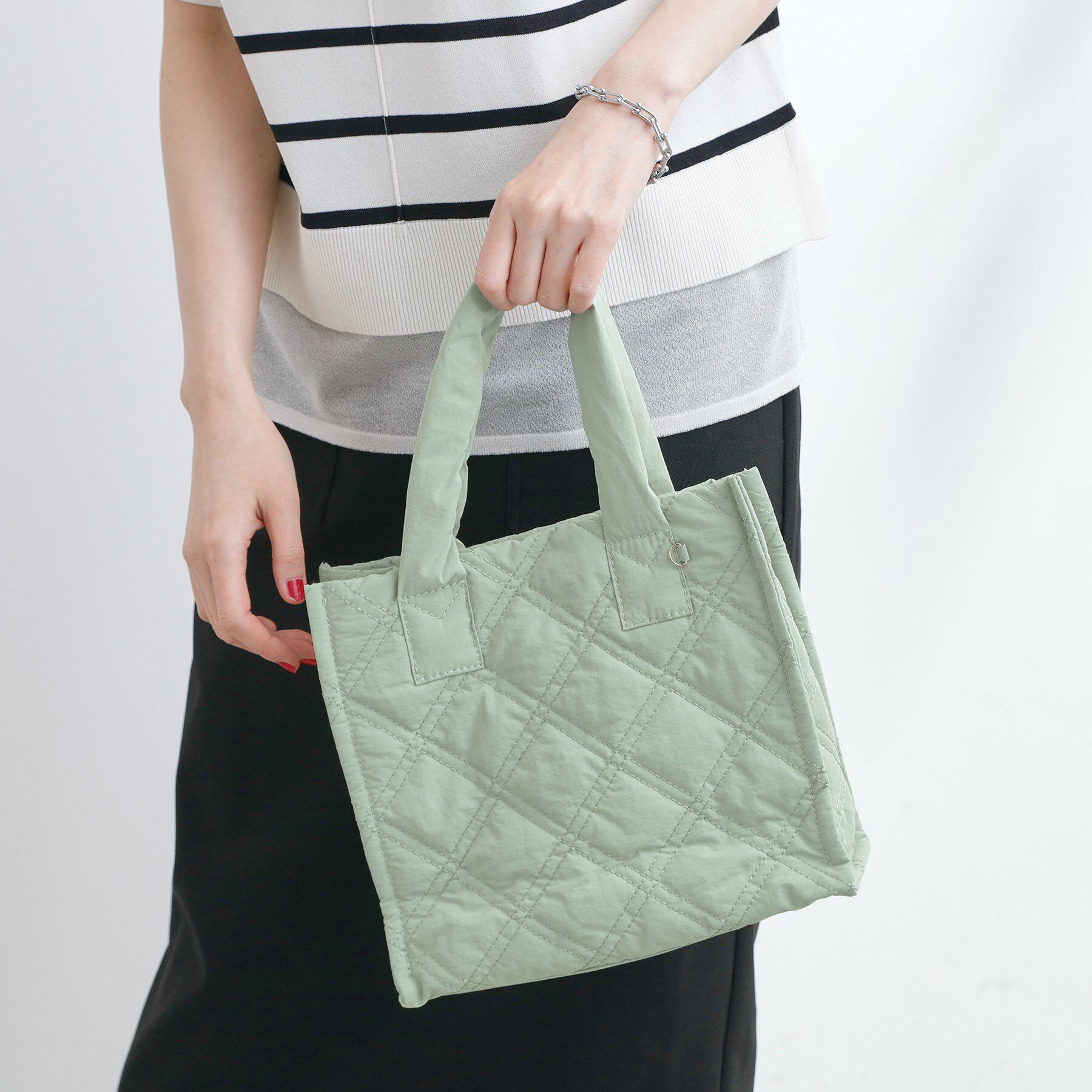grove「【撥水】キルトスクエア2WAYトート」|トートバッグ|ミントグリーン(02
