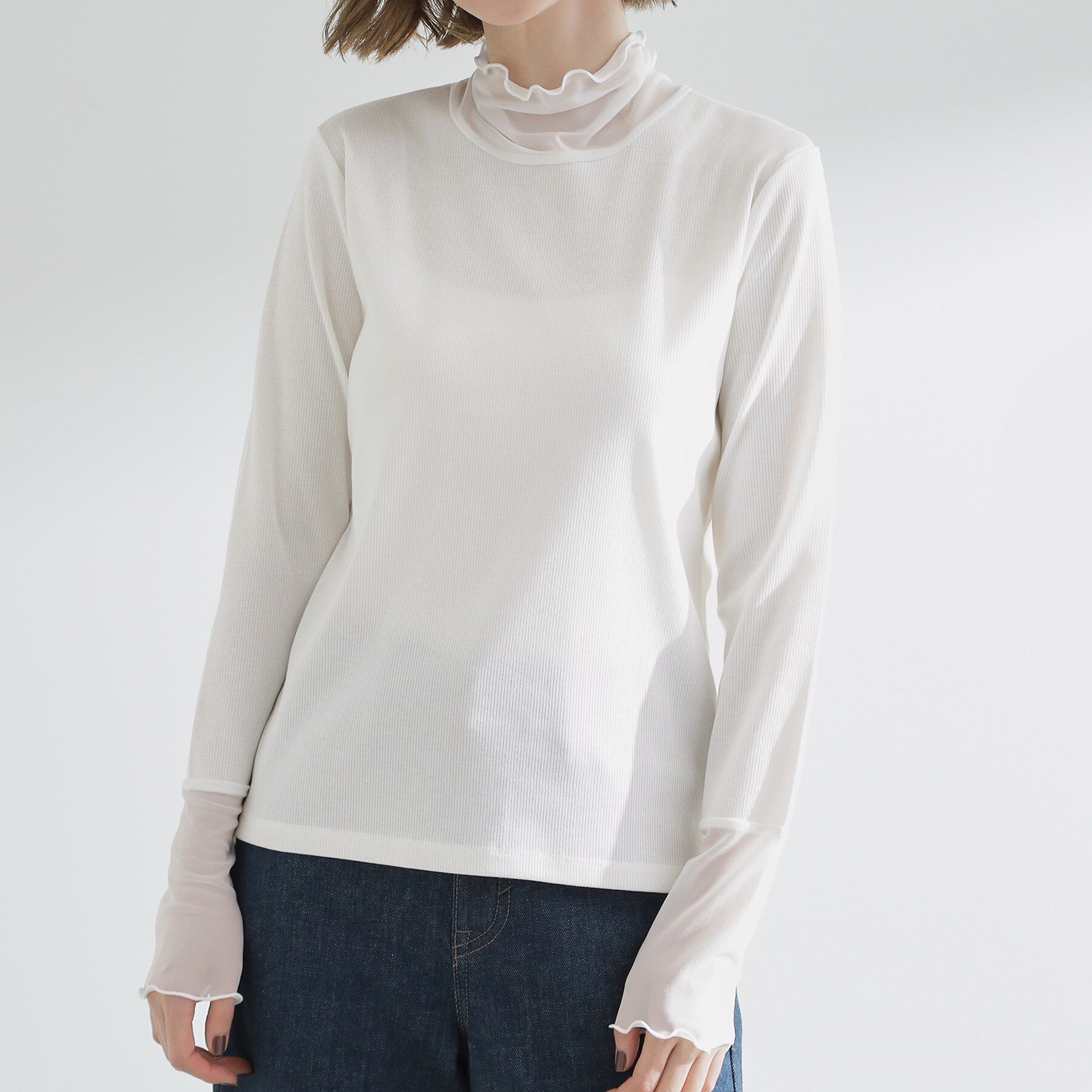 grove「シアー切替ハイネックプルオーバー」|Tシャツ・カットソー|