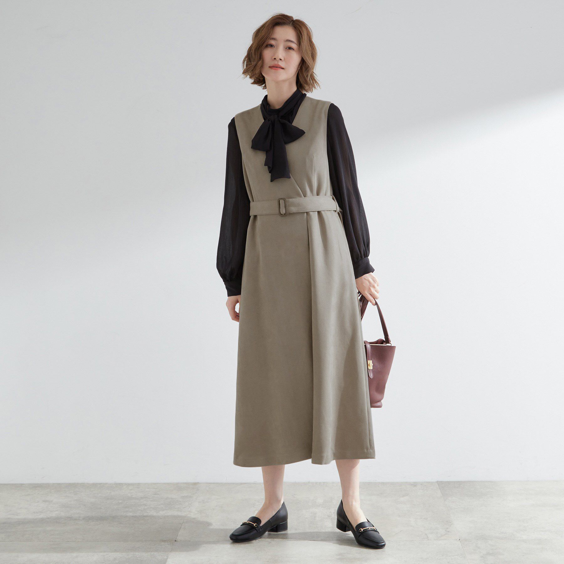 grove「【2WAY】スウェード調ジレワンピース」|ワンピース|