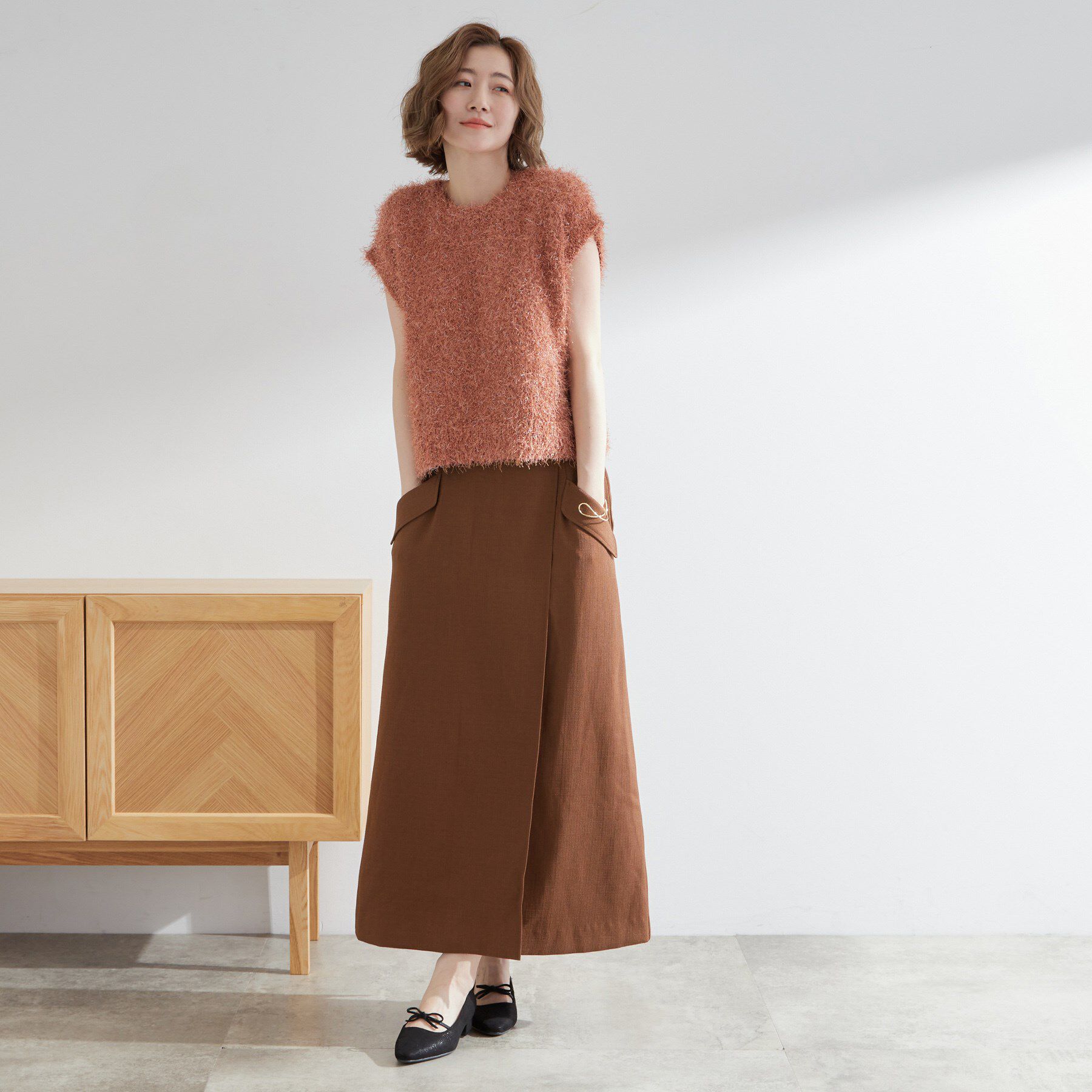 grove「秋先取り　フラップポケットラップスカート」|スカート|