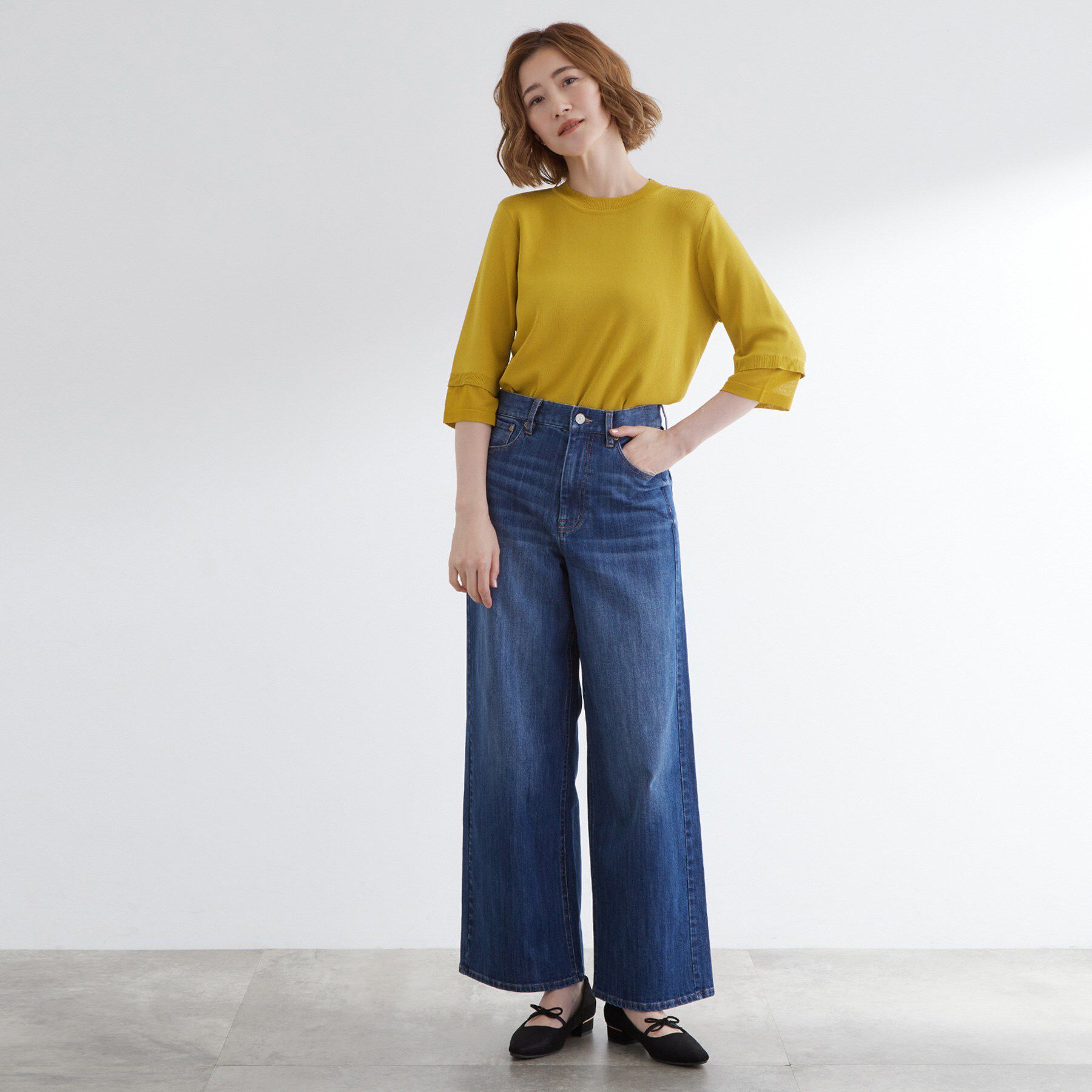 grove「【ひんやり多機能】やわらかドライタッチ 袖口シアードッキングプルオーバー」|ニット・セーター|