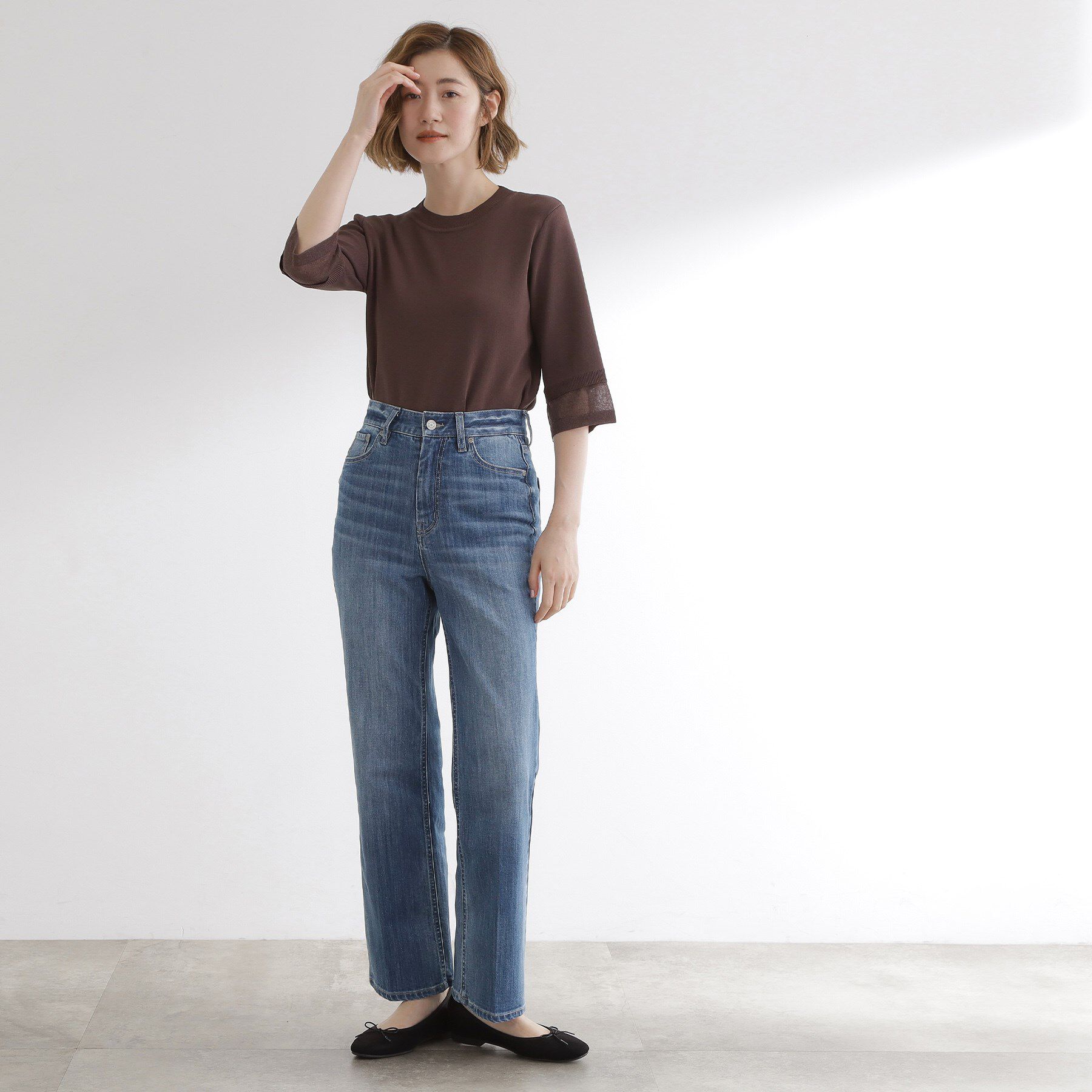 grove「【美シルエット/選べる着丈】大人のためのソフトフレアーデニム」|デニム|