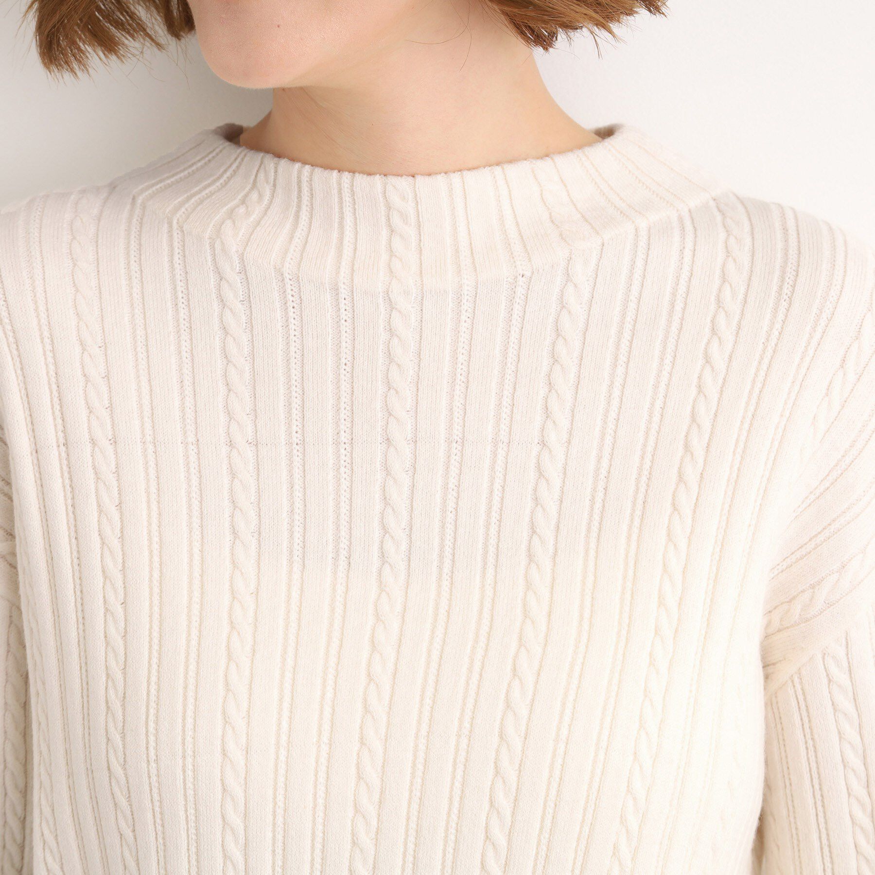 grove「【毛玉軽減／洗える】クロップドミニケーブルニット」|ニット・セーター|