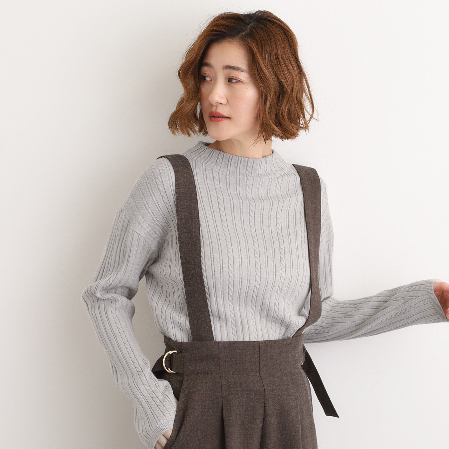 grove「【毛玉軽減／洗える】クロップドミニケーブルニット」|ニット・セーター|