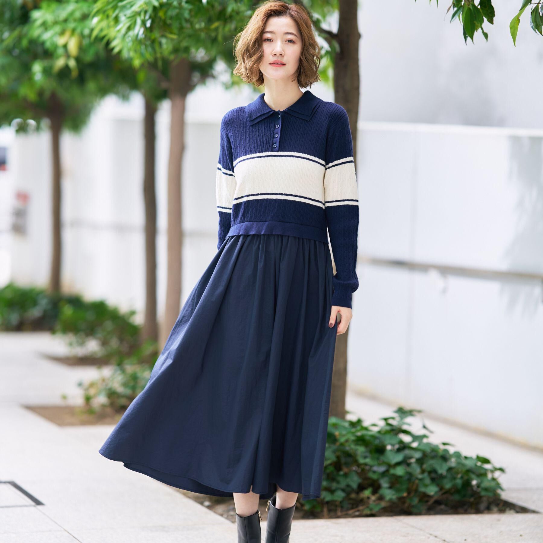 grove「【時短コーデ】ポロニットドッキングワンピース」|ワンピース|