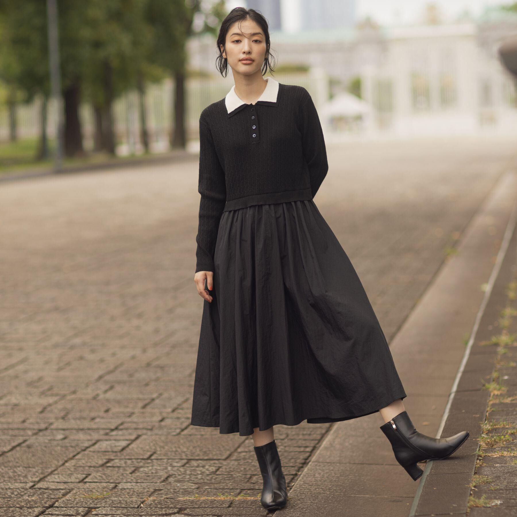 grove「【時短コーデ】ポロニットドッキングワンピース」|ワンピース|