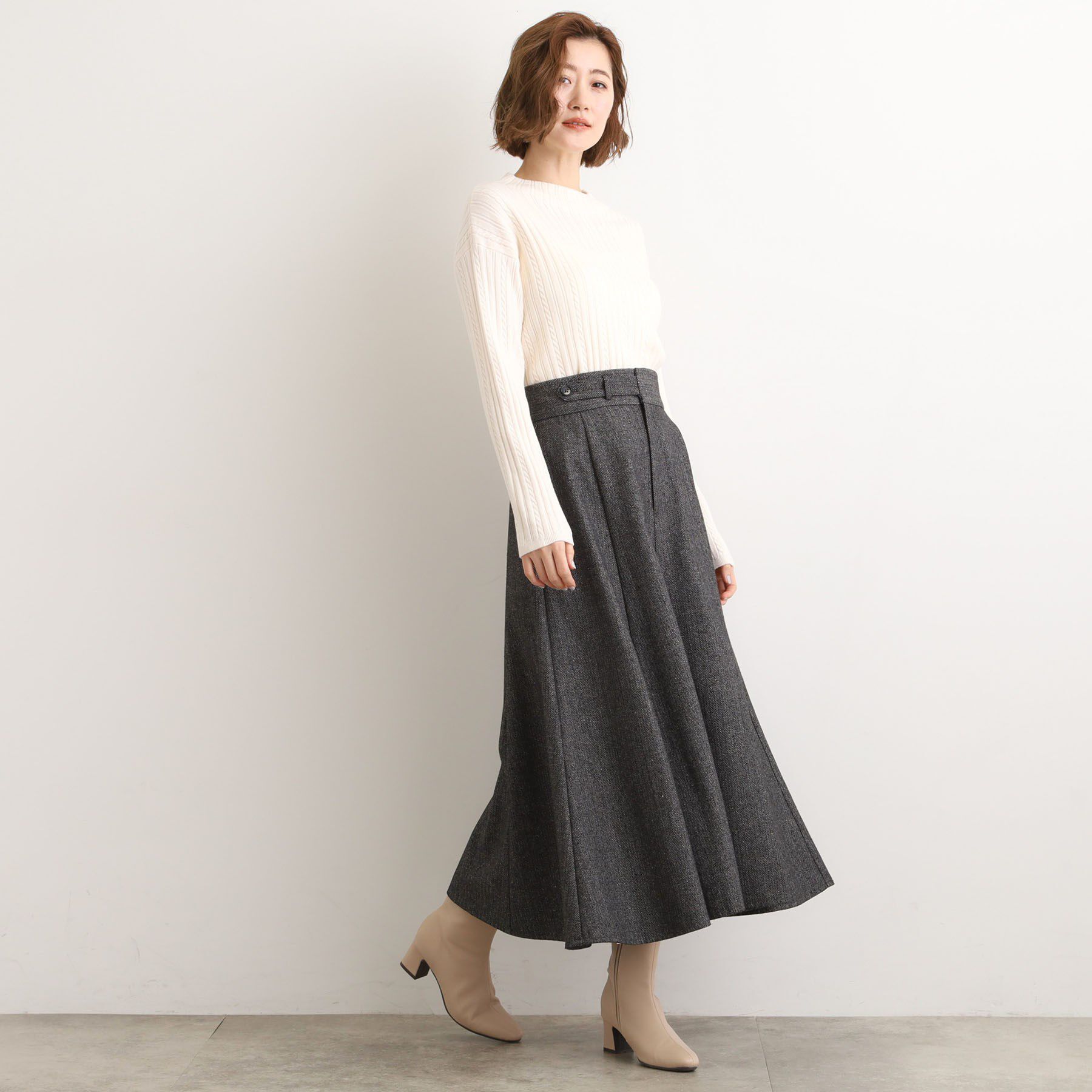grove「へリンボンツイードフレアマキシスカート」|スカート|
