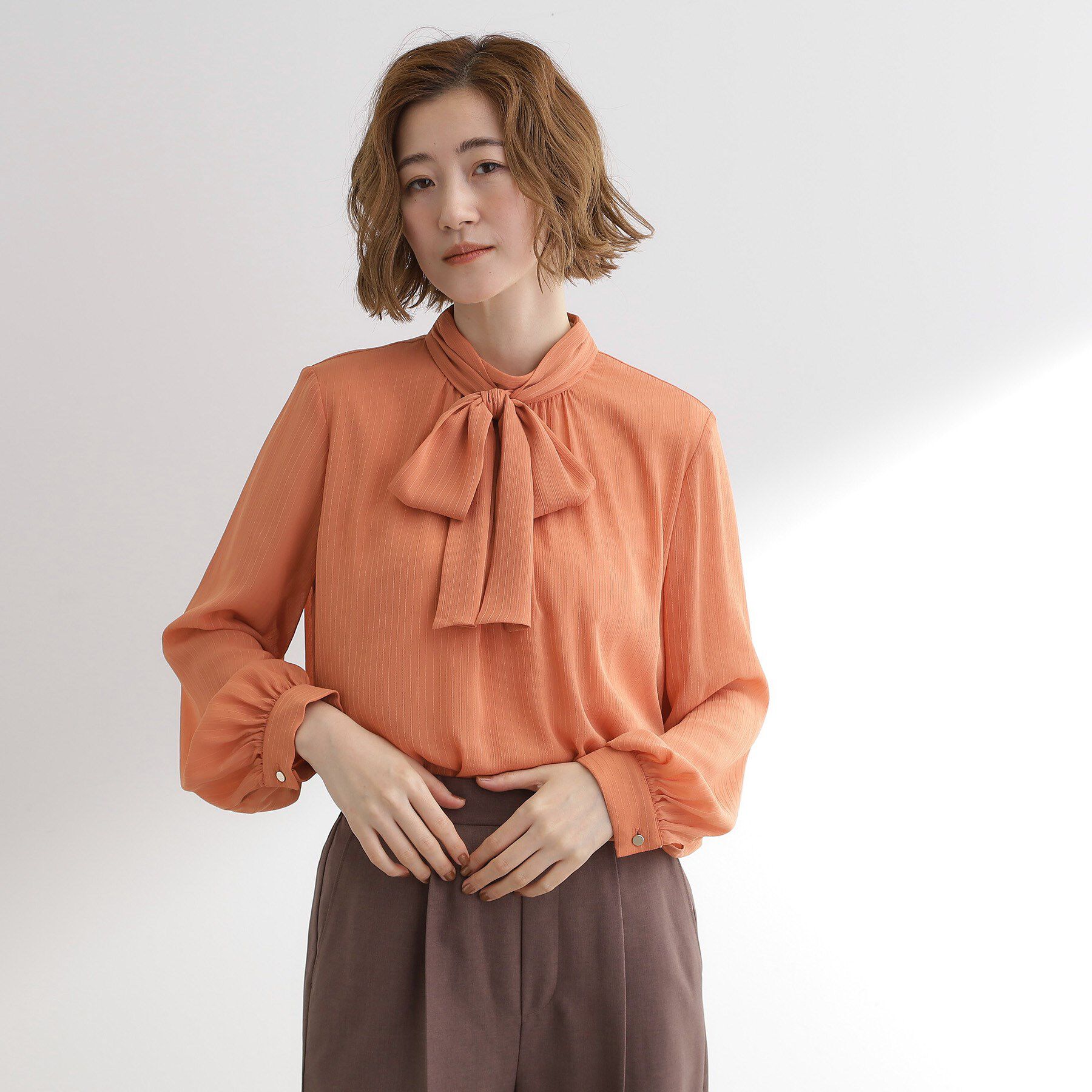 grove「シアーストライプボウタイブラウス」|シャツ・ブラウス|