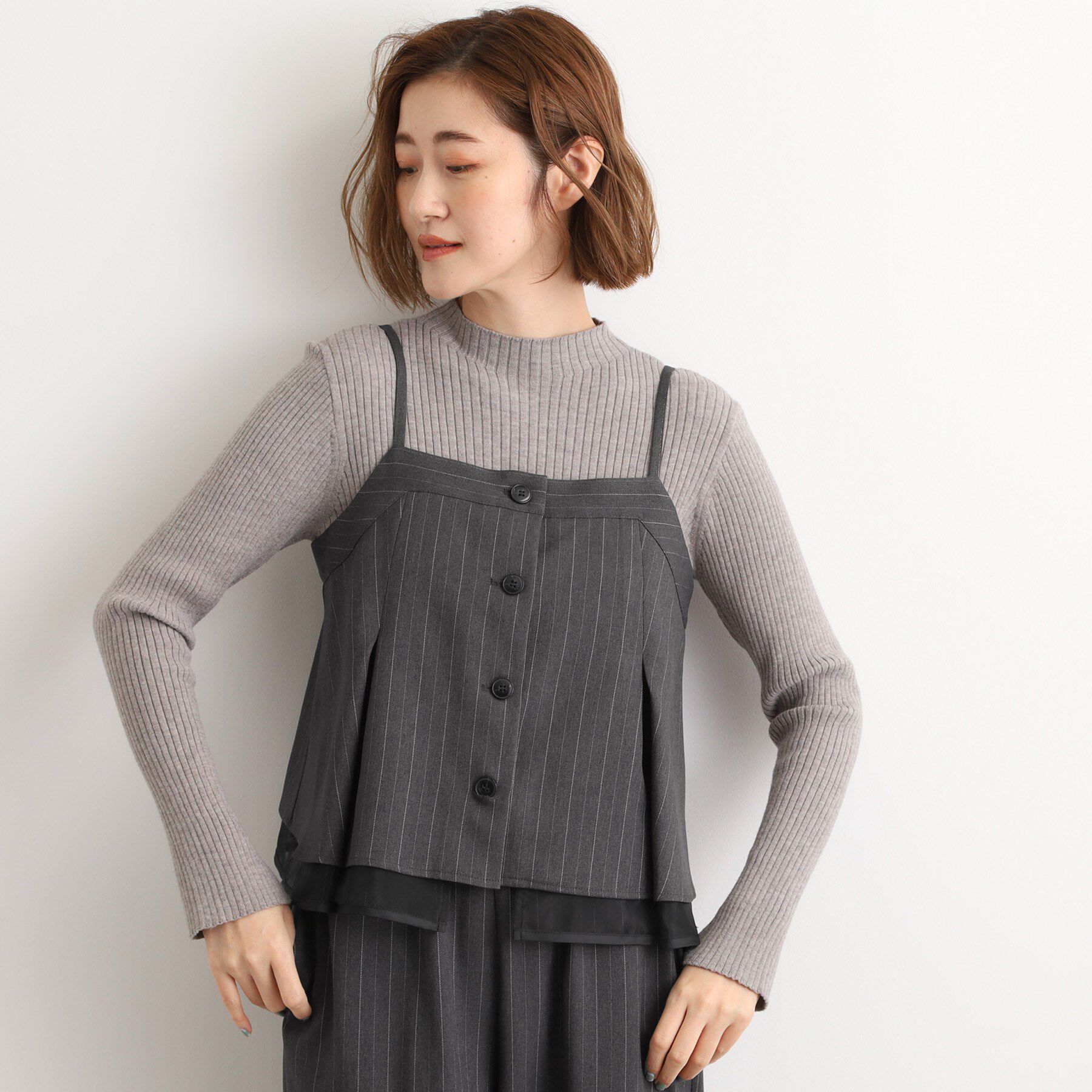 grove「【2点SET/体型カバー】透け感とレイヤードで大人の遊び心を、ビスチェSET UP」|スーツ|