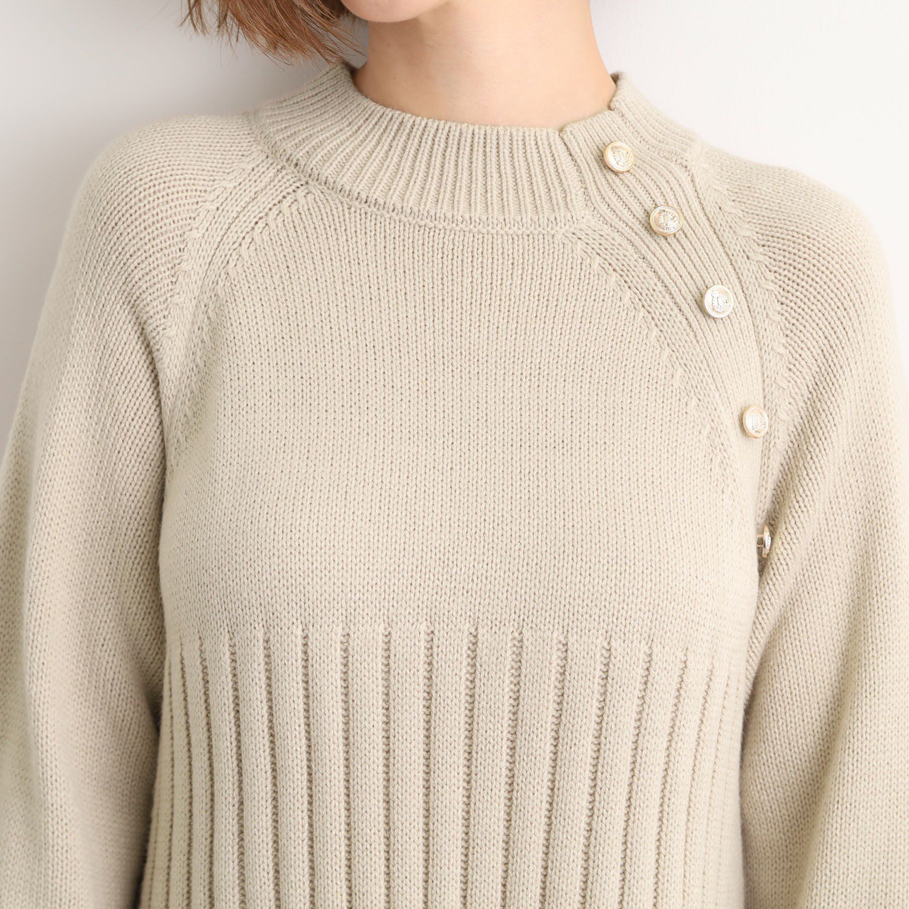 grove「【選べる着丈】配色サイドプリーツニットワンピース」|ワンピース|